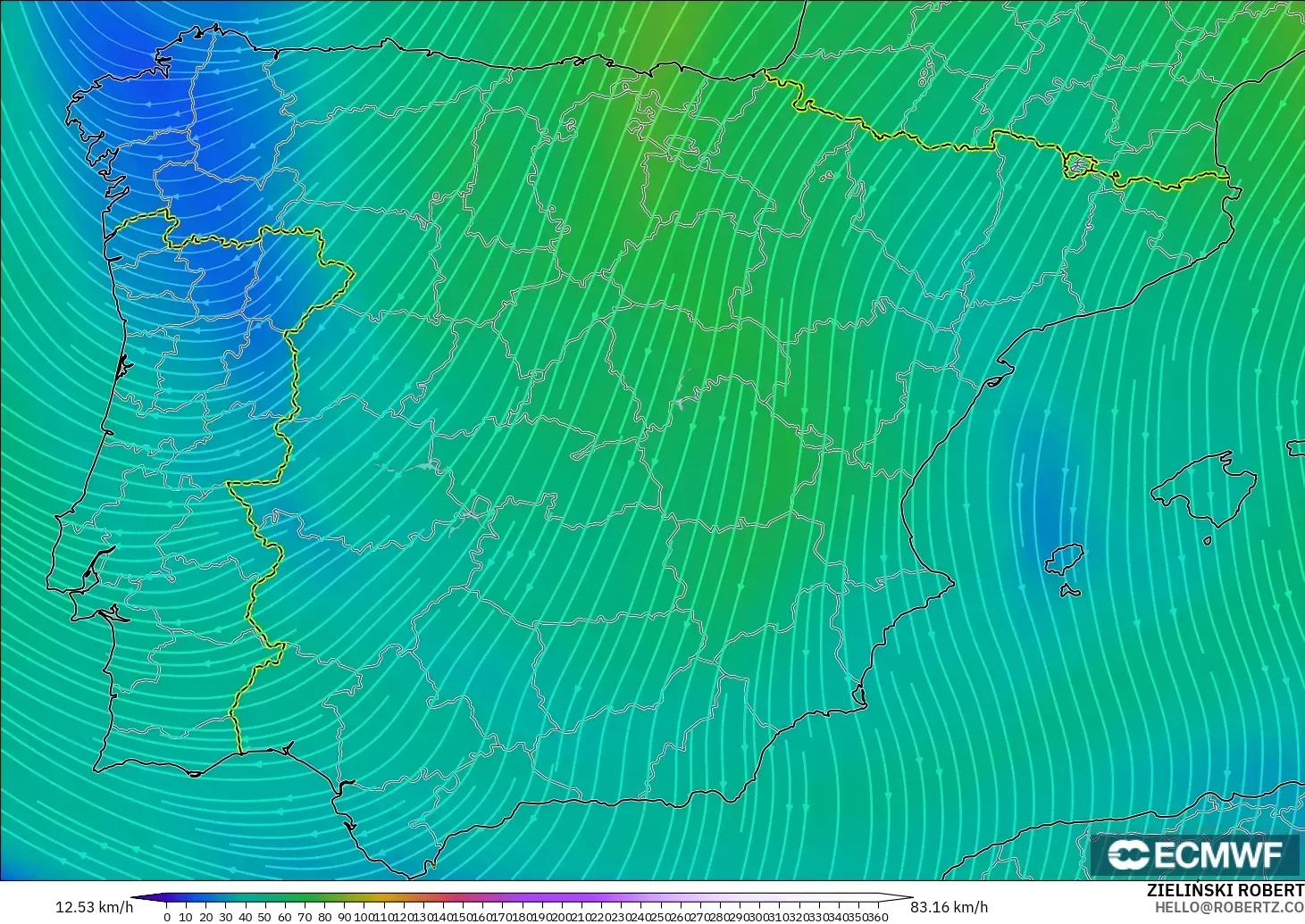 ECMWF IFS 0.25° model - İspanya, 300 hPa Rüzgârı (jet)