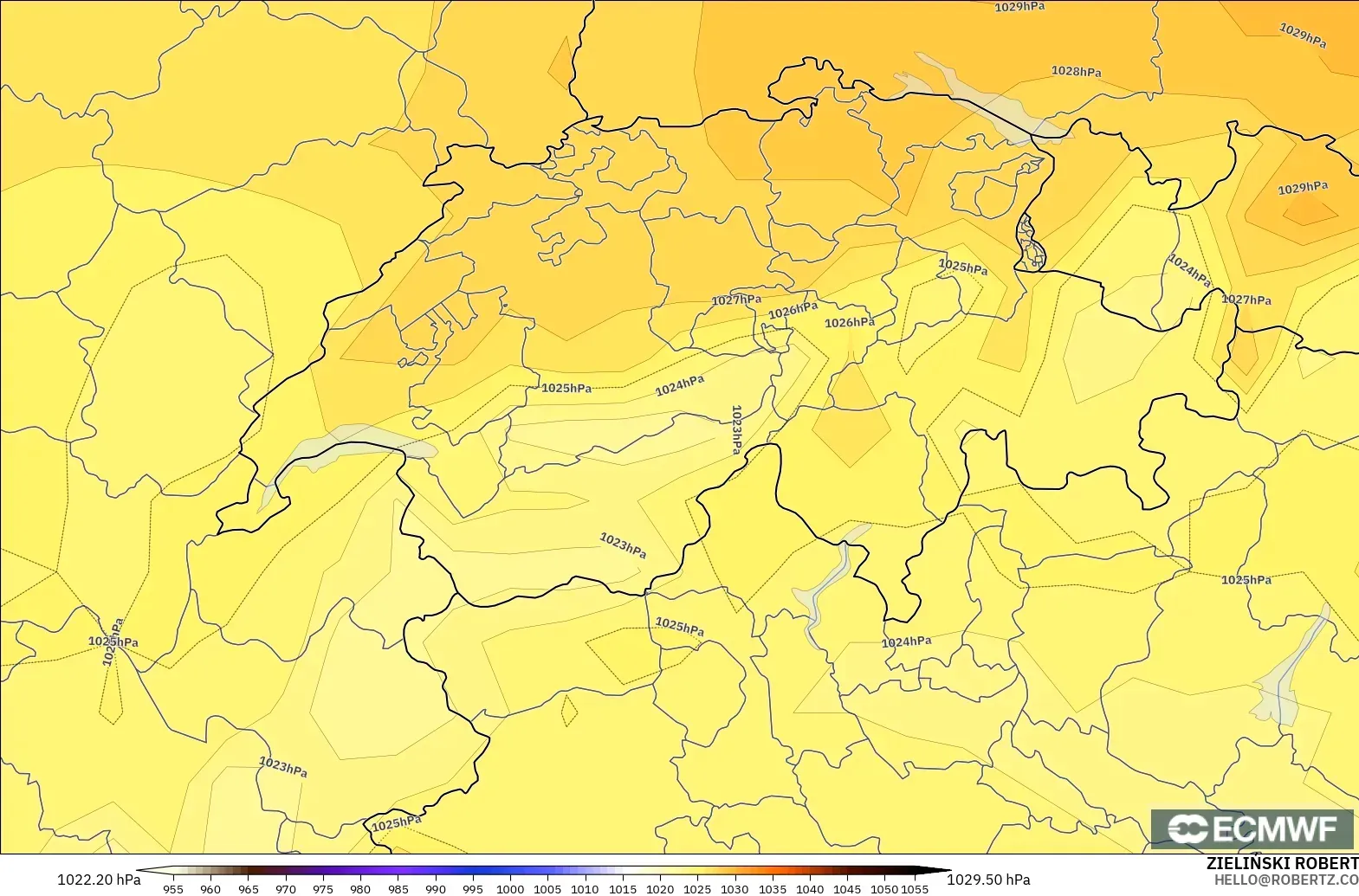 ECMWF IFS 0.25° model - İsviçre, Basınç
