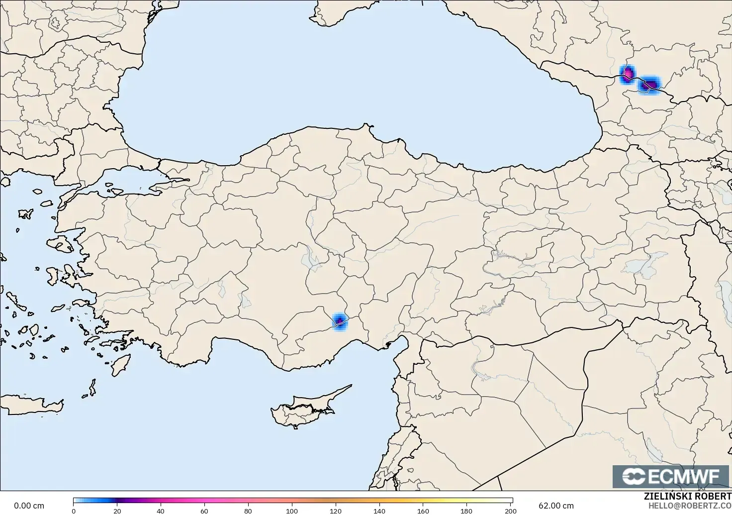 ECMWF IFS 0.25° model - Türkiye, Kar Kalınlığı