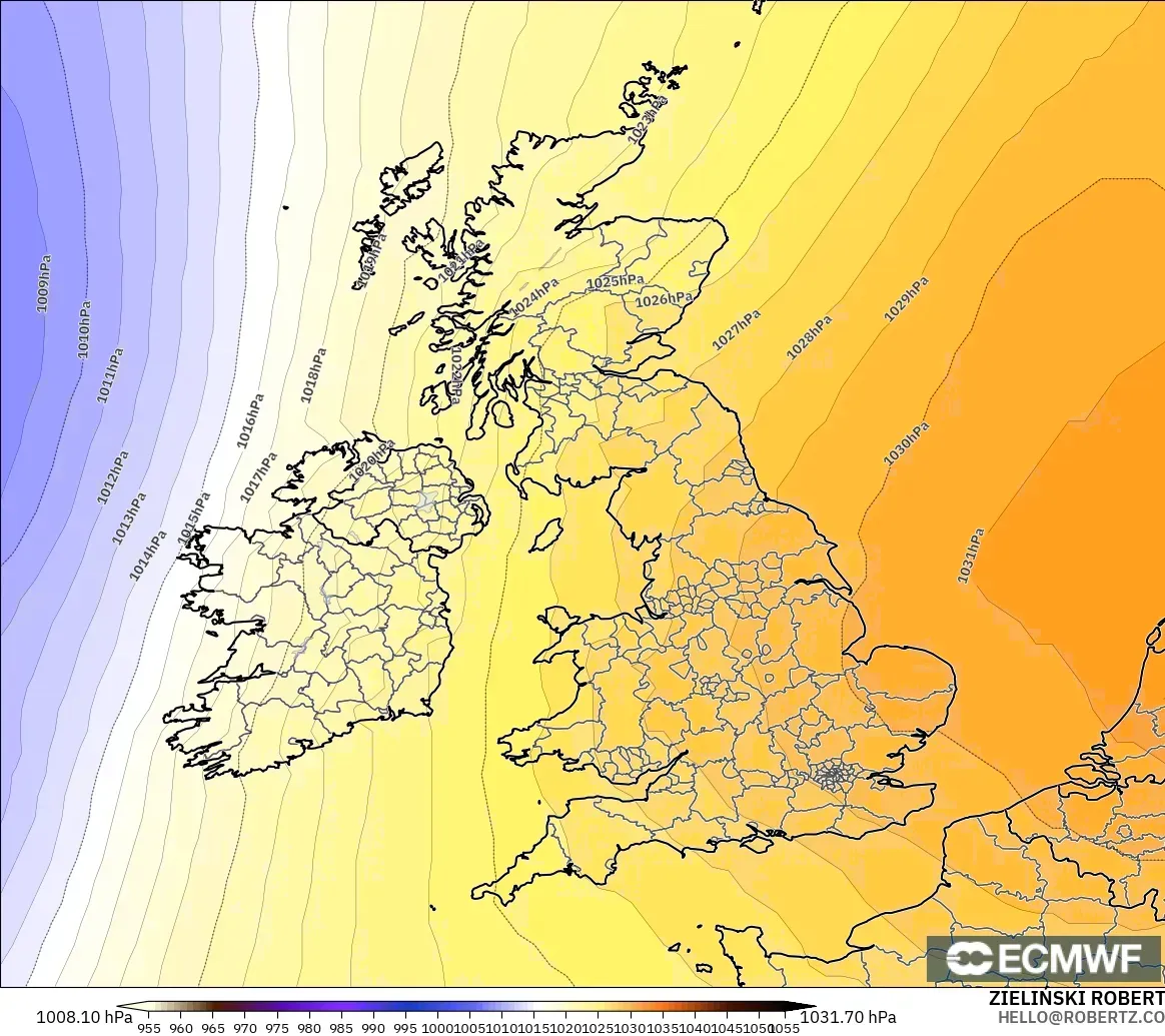 ECMWF IFS 0.25° model - Birleşik Krallık, Basınç