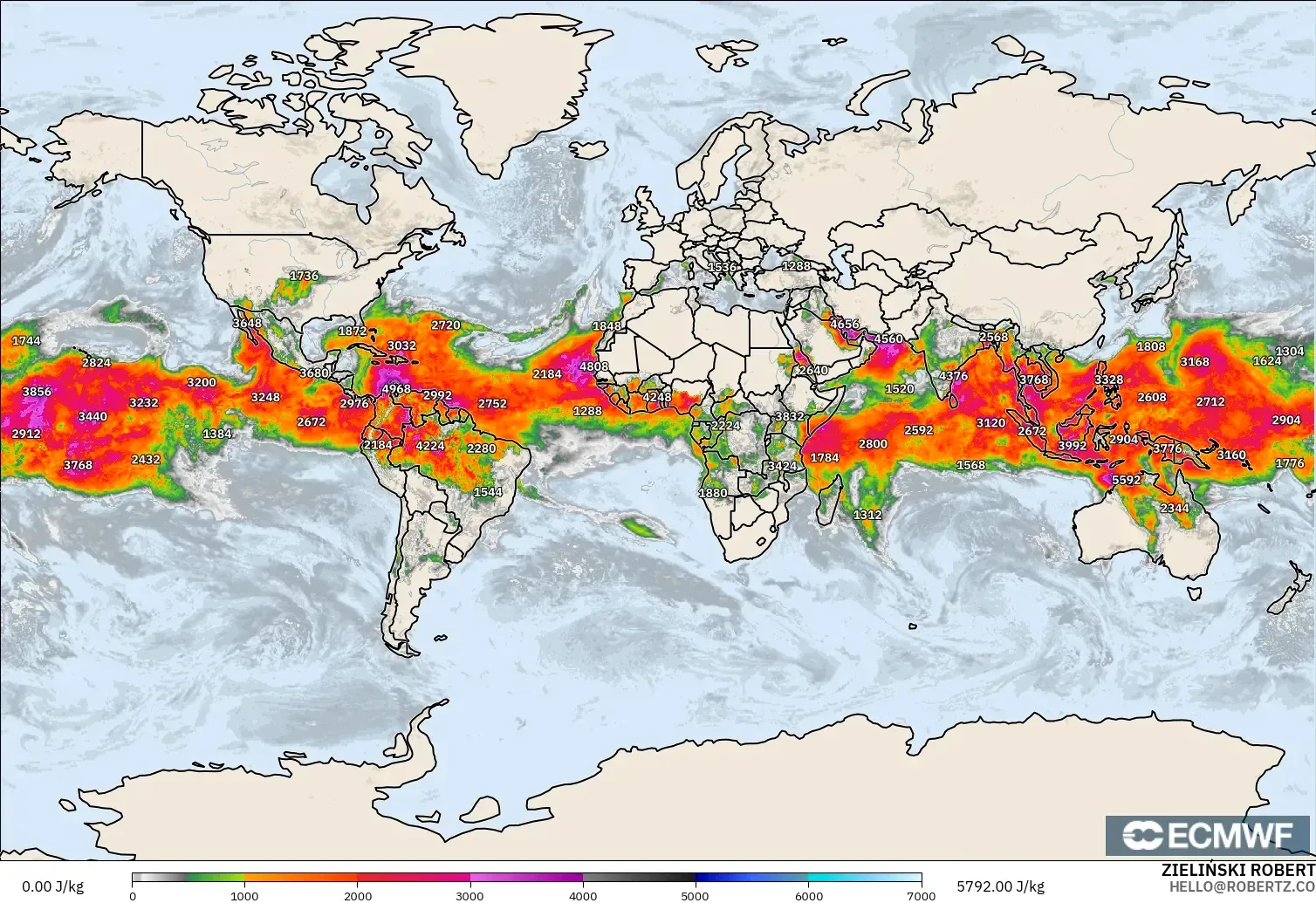 ECMWF IFS 0.25° model - Dünya, CAPE