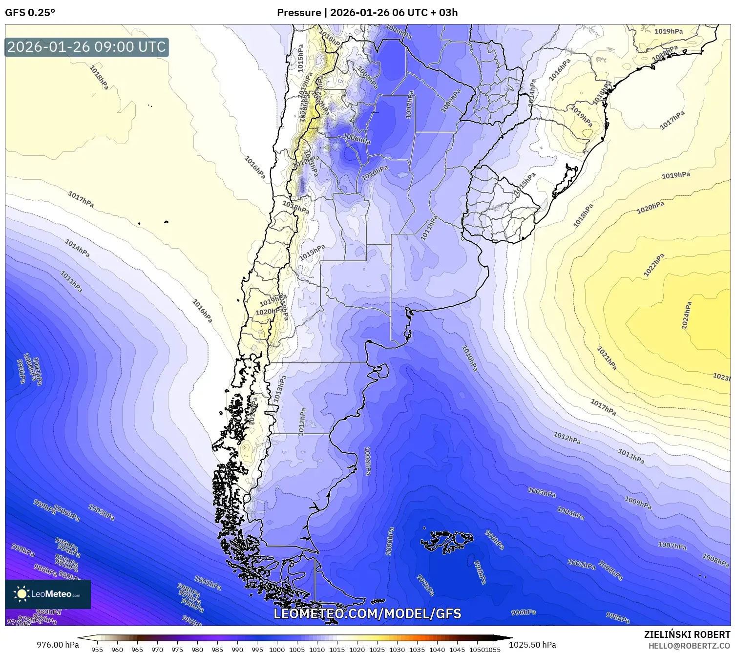 GFS model - Arjantin, Basınç