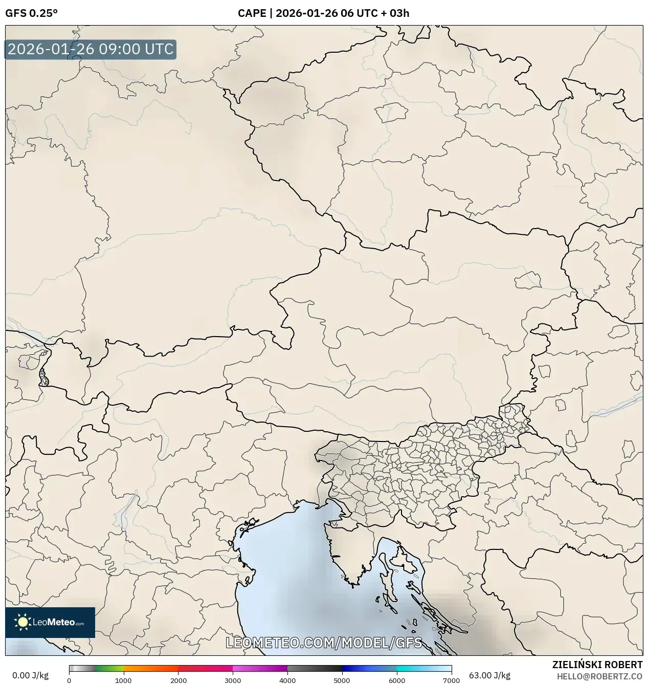 GFS model - Avusturya, CAPE