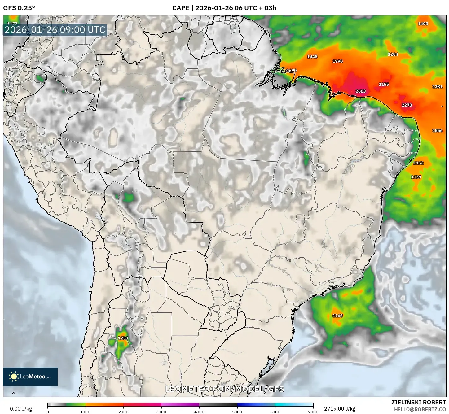 GFS model - Brezilya, CAPE