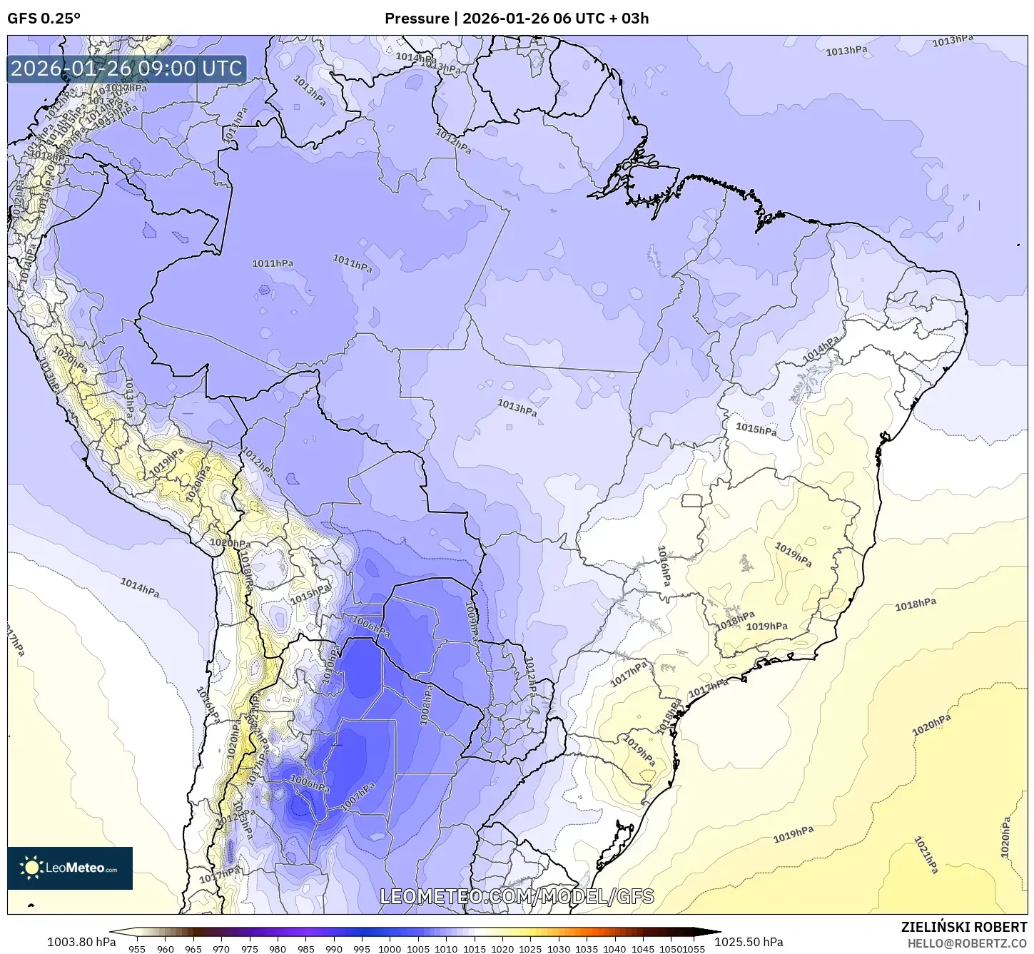 GFS model - Brezilya, Basınç