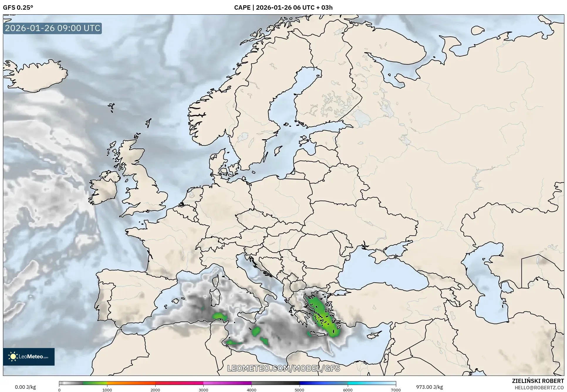 GFS model - Avrupa, CAPE