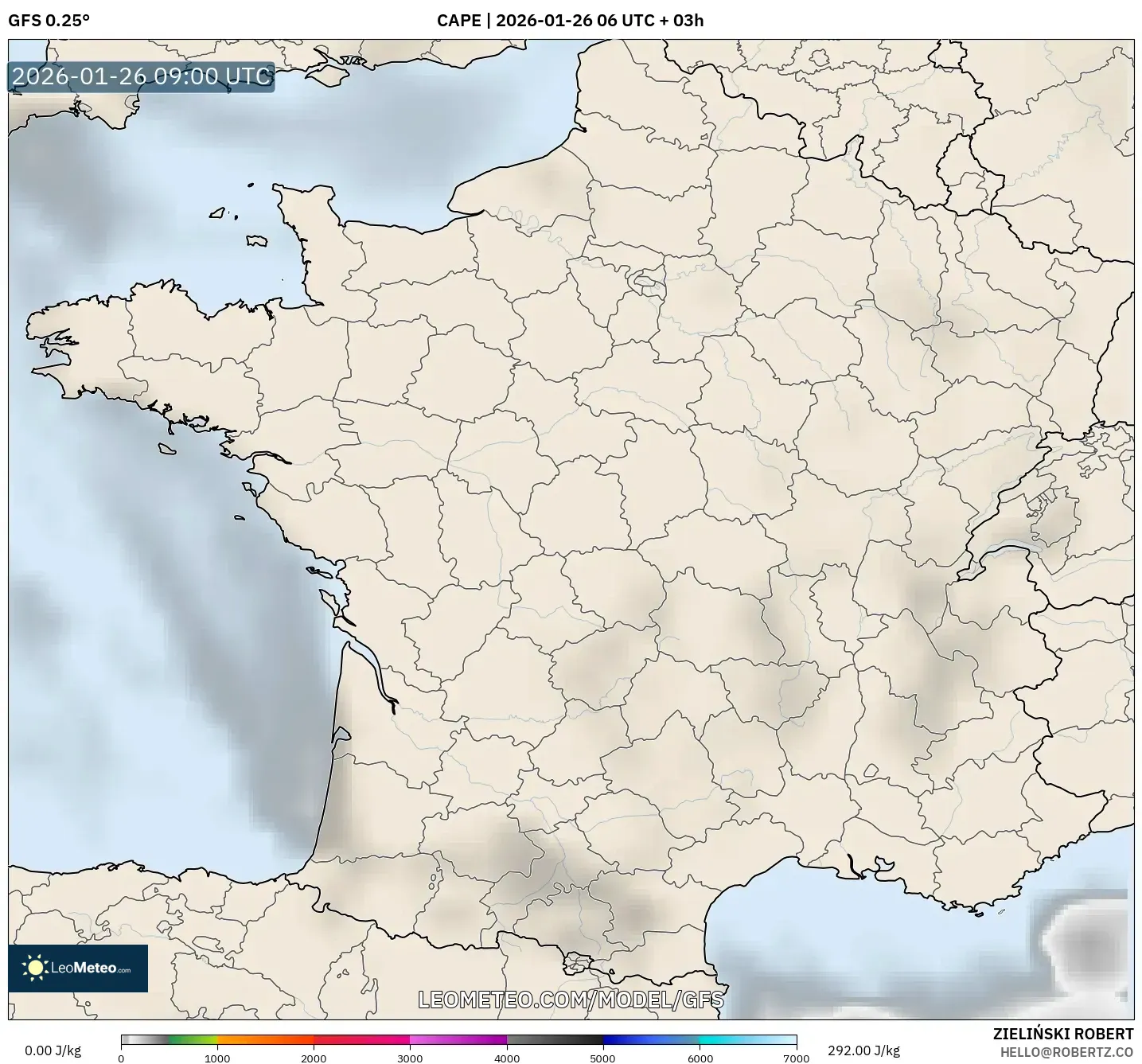 GFS model - Fransa, CAPE