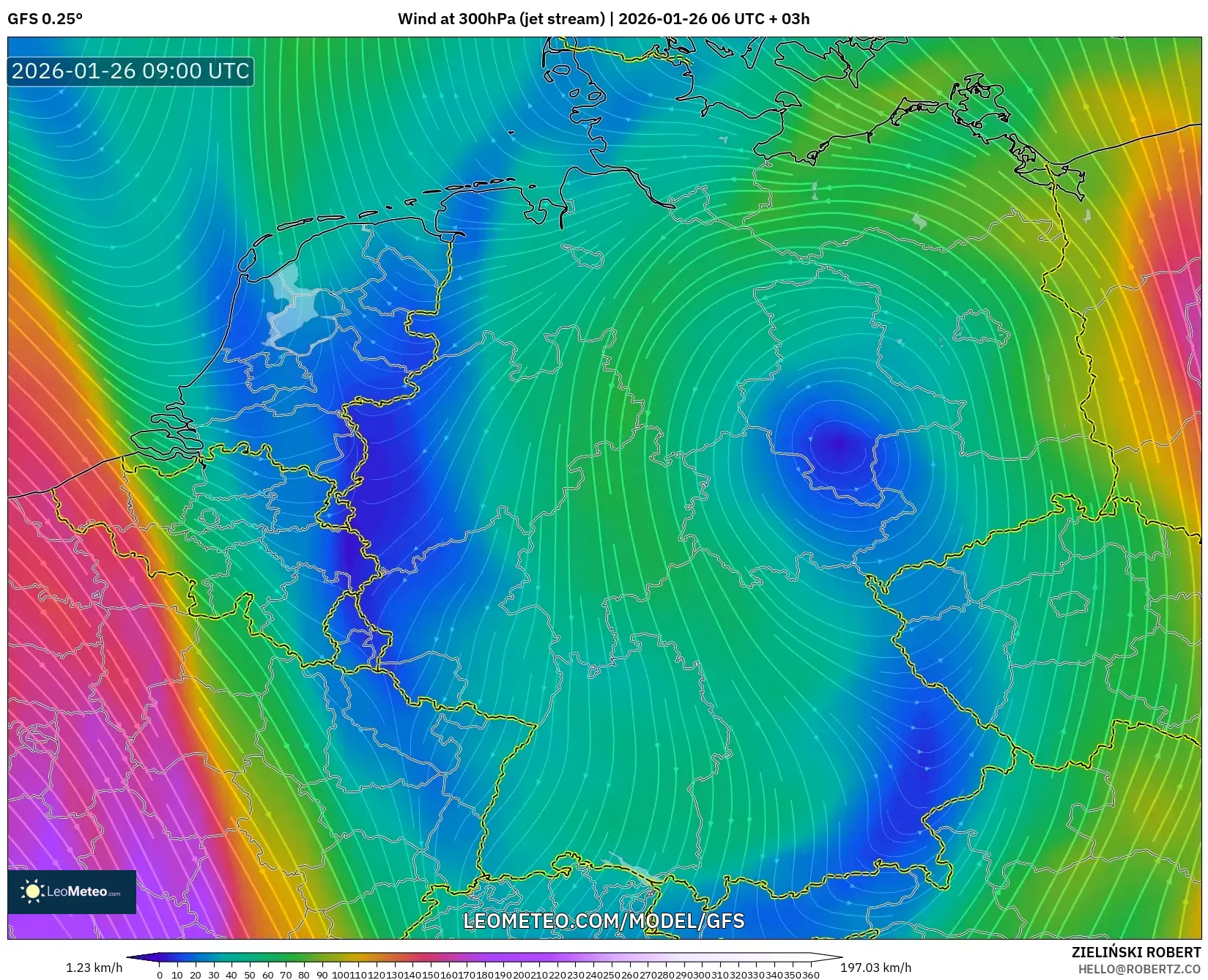 GFS model - Almanya, 300 hPa Rüzgârı (jet)