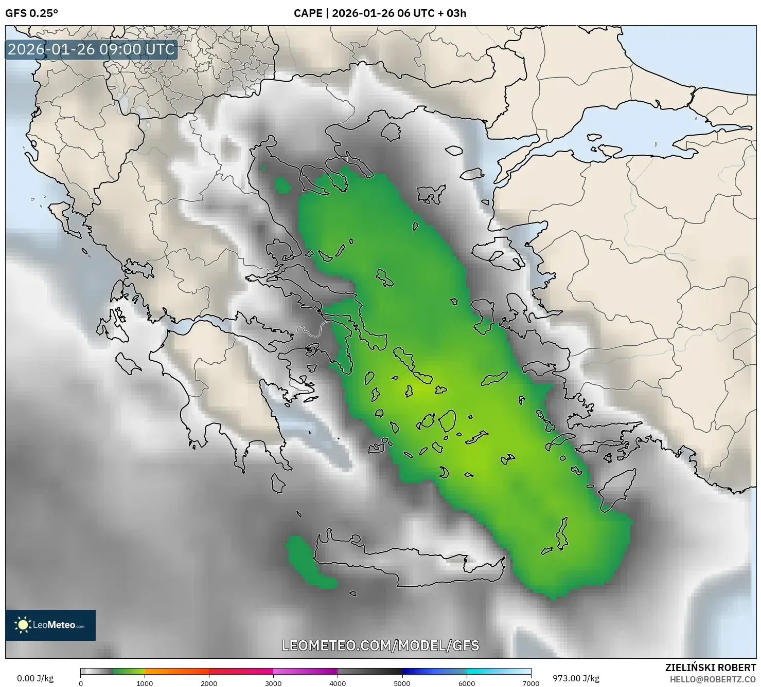 GFS model - Yunanistan, CAPE
