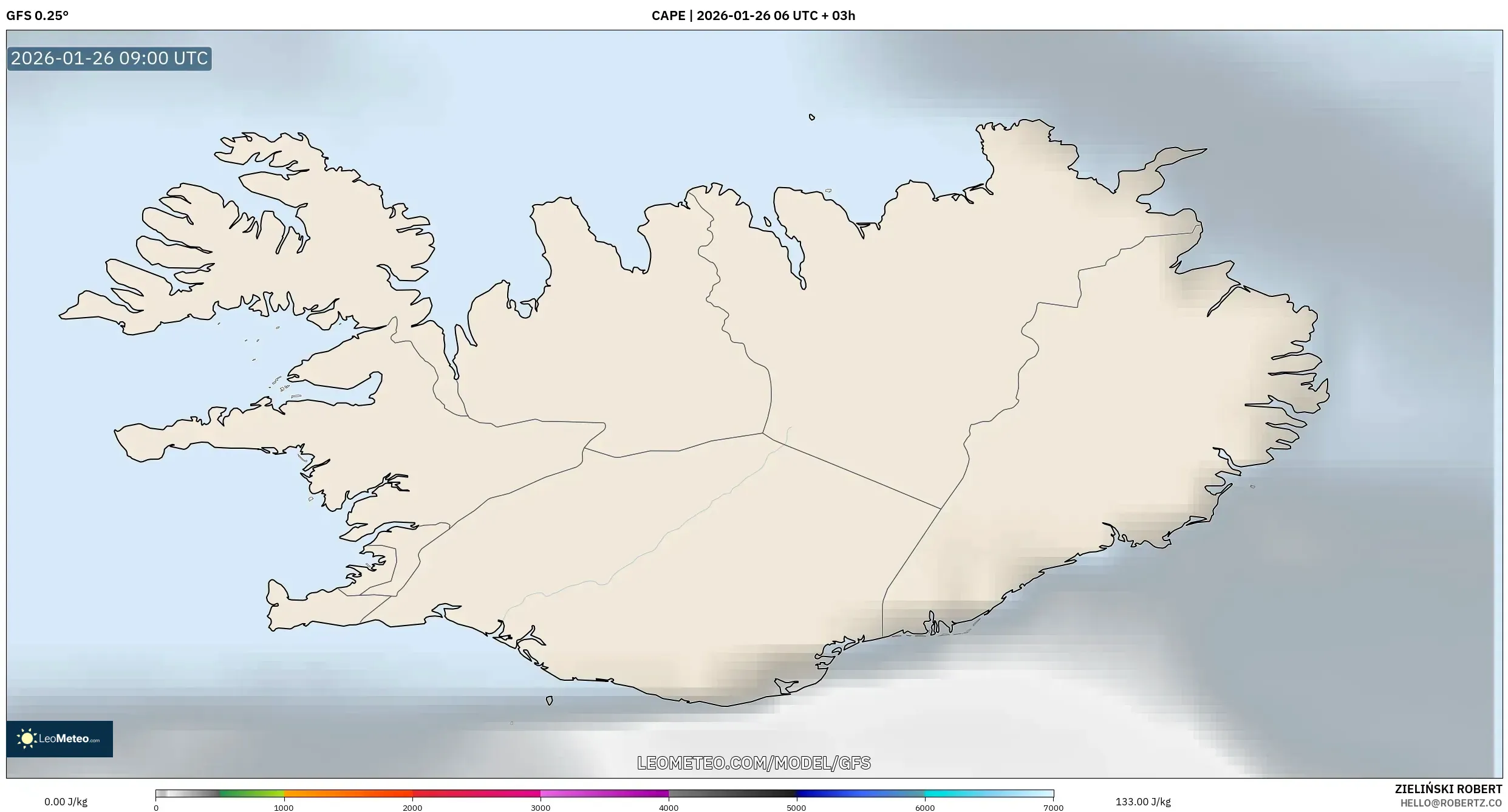 GFS model - İzlanda, CAPE