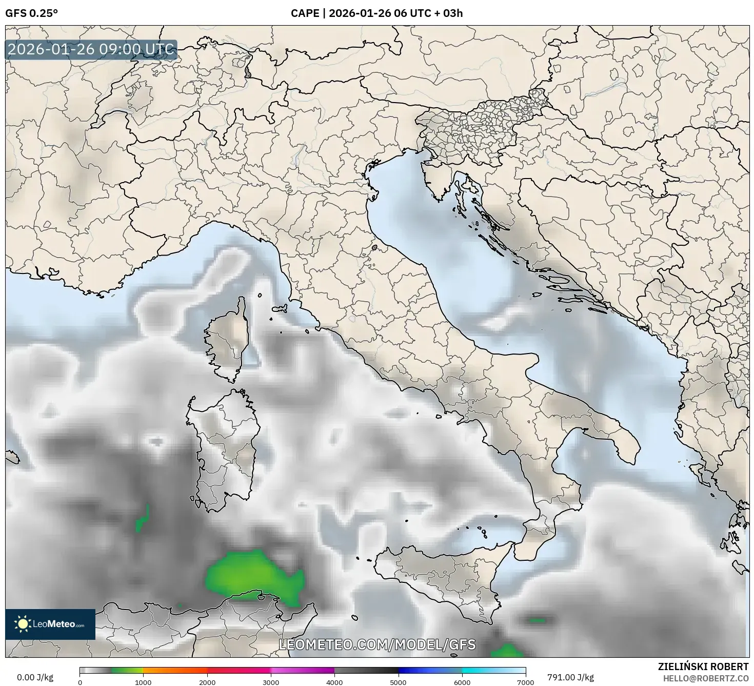 GFS model - İtalya, CAPE