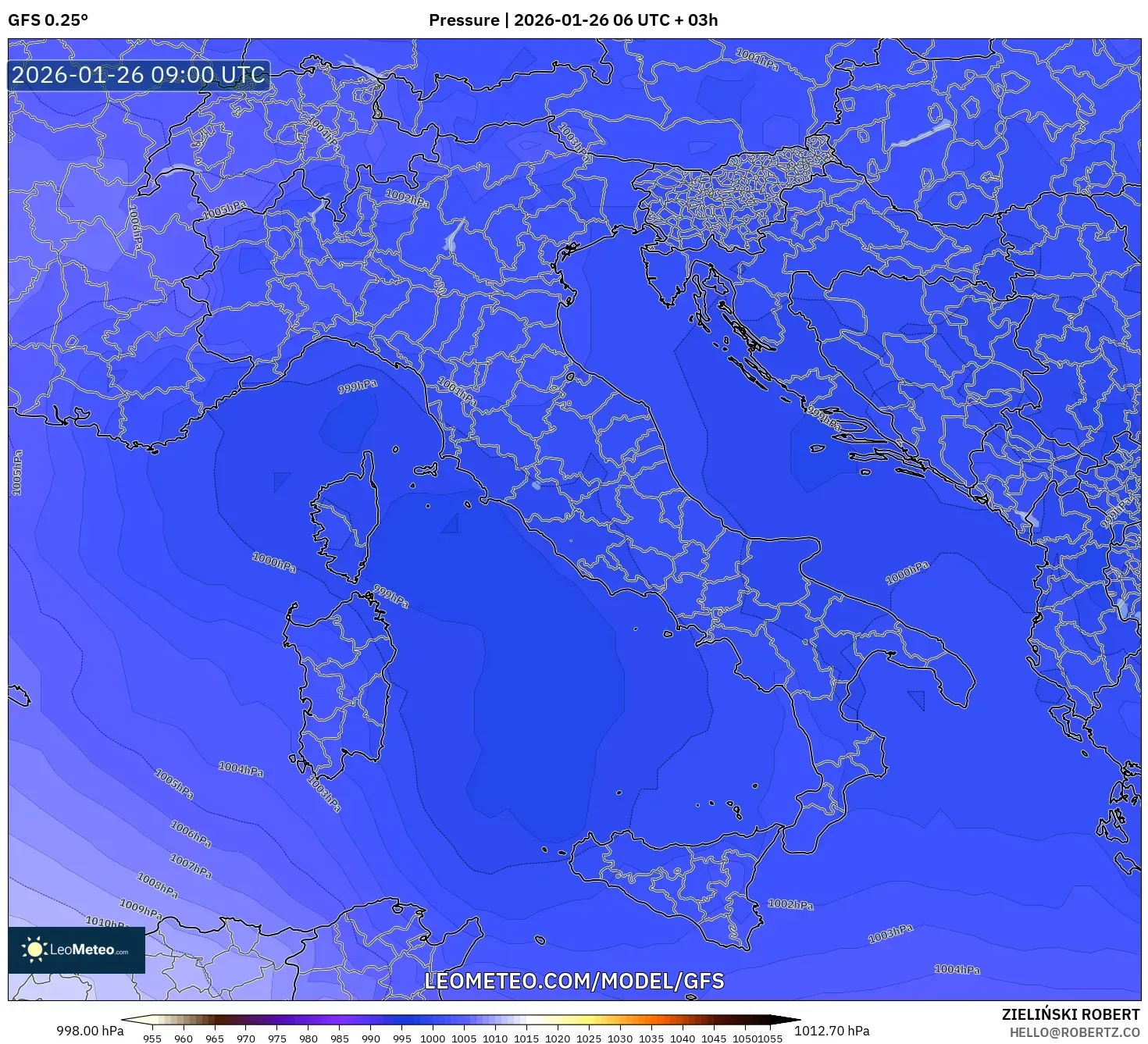 GFS model - İtalya, Basınç