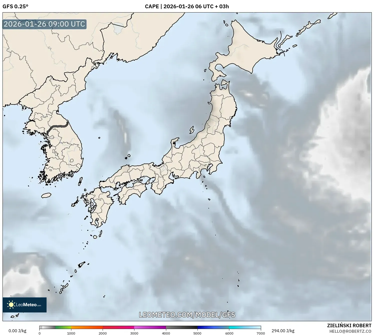 GFS model - Japonya, CAPE