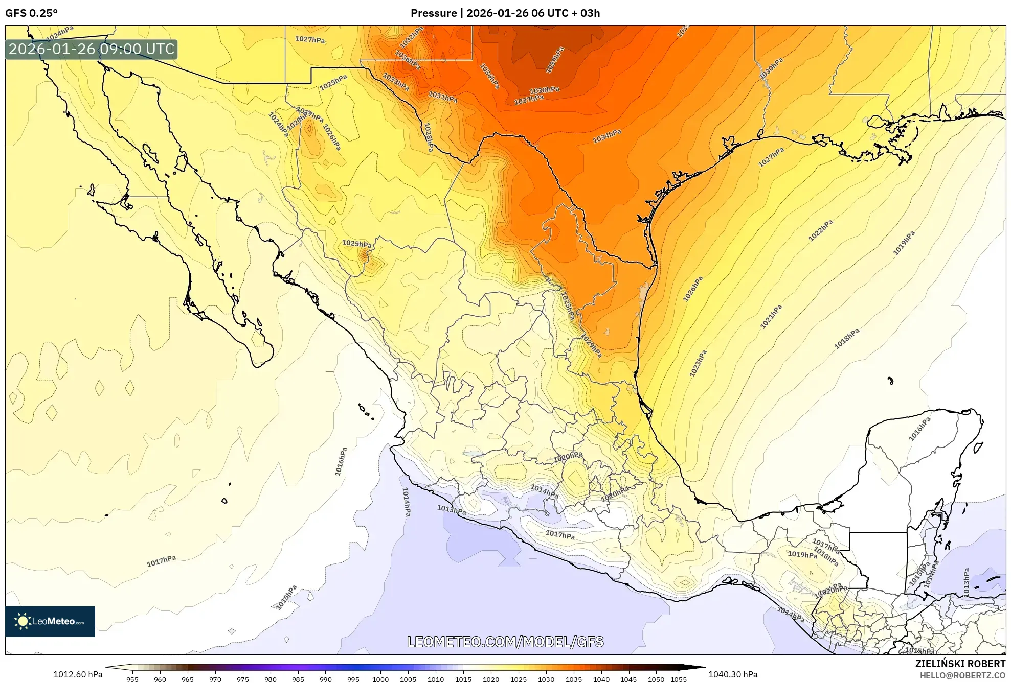 GFS model - Meksika, Basınç