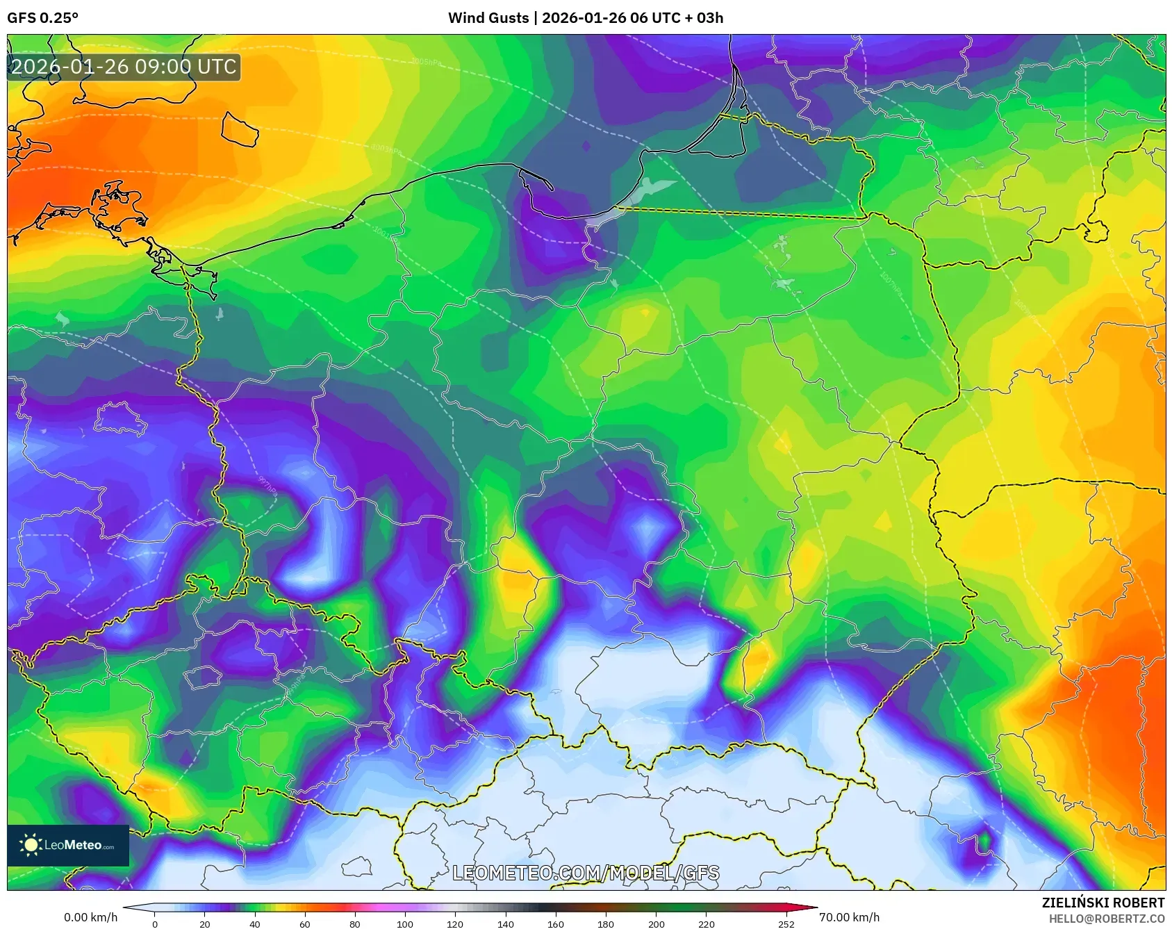 GFS model - Polonya, Rüzgâr Esintileri