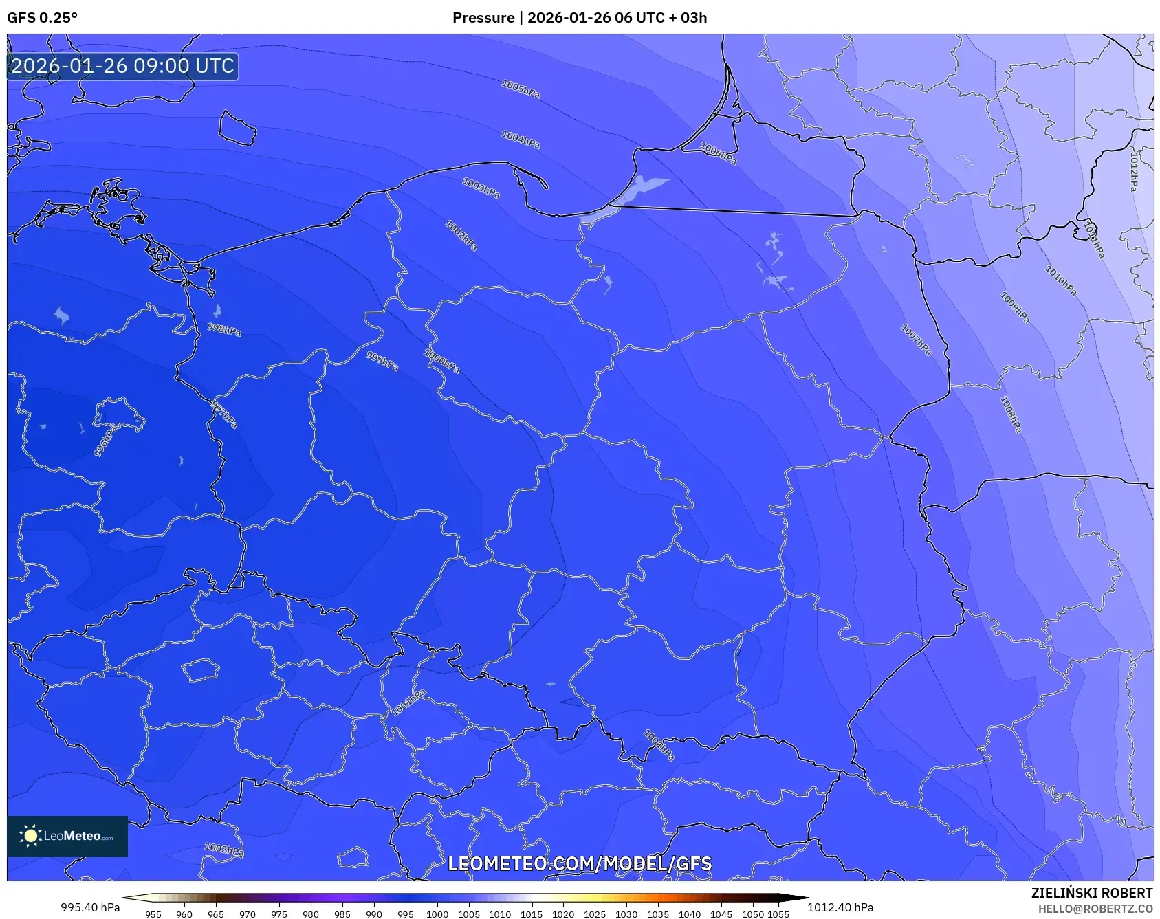 GFS model - Polonya, Basınç