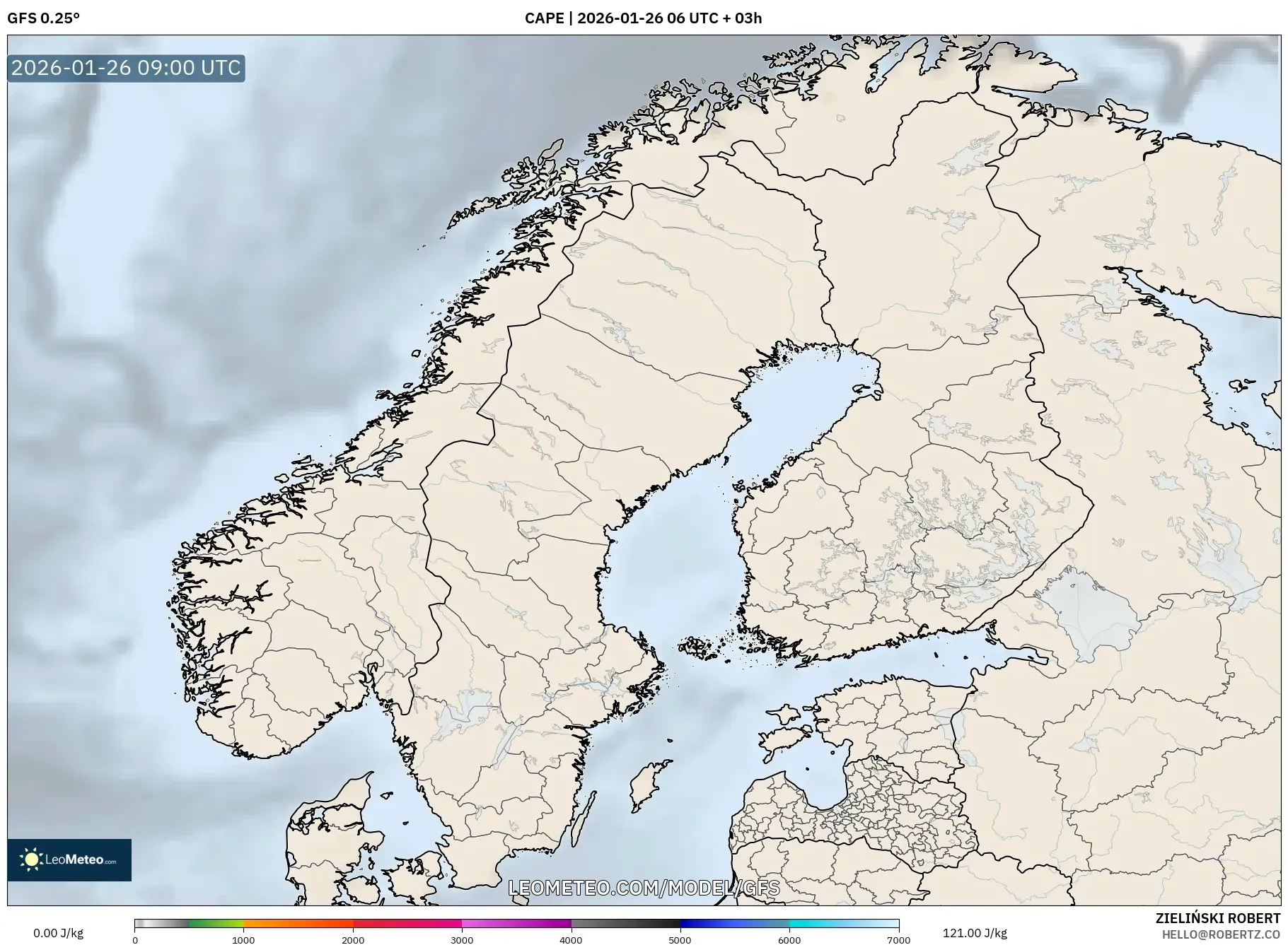 GFS model - İskandinavya, CAPE