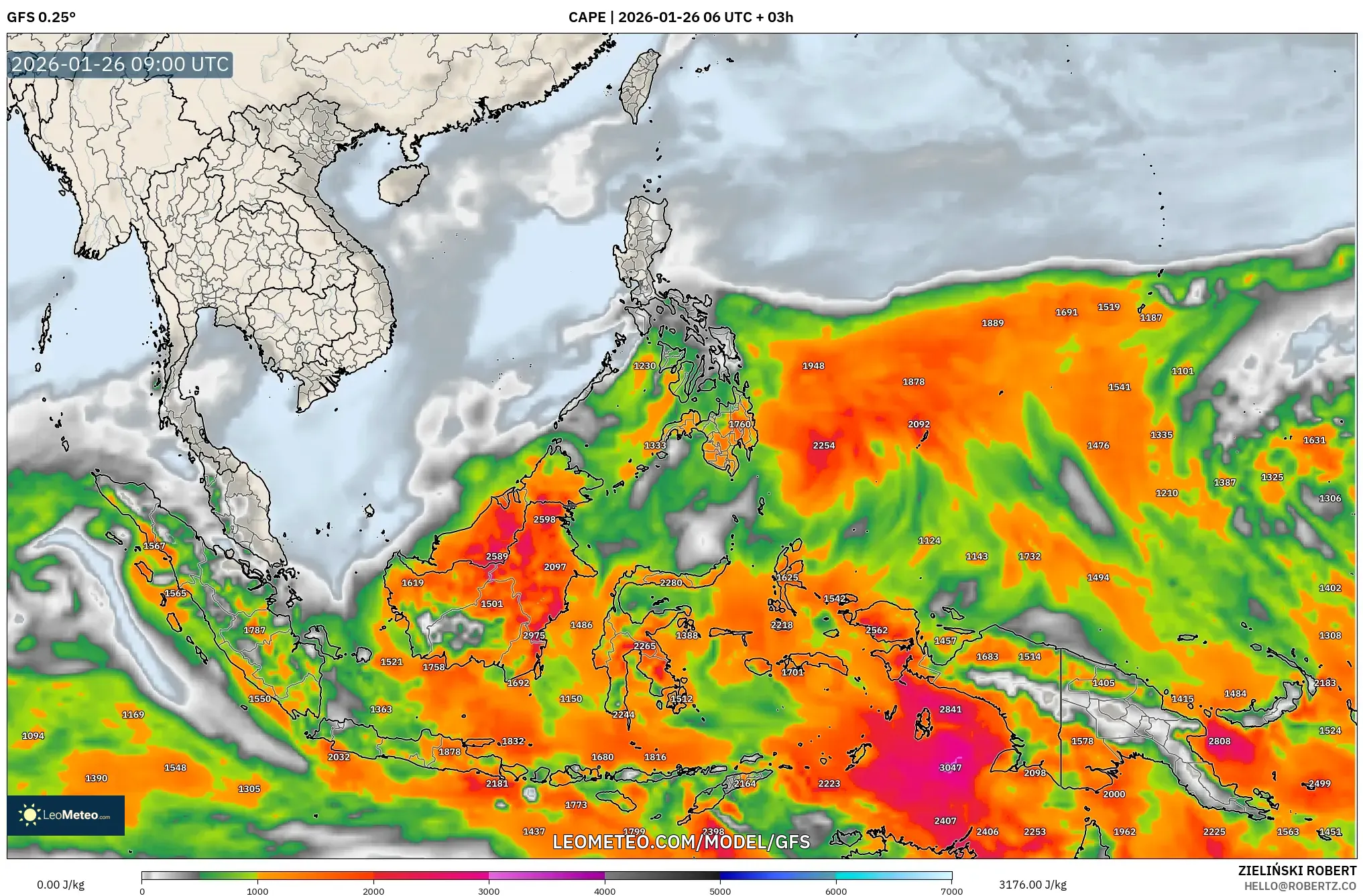 GFS model - Güneydoğu Asya, CAPE
