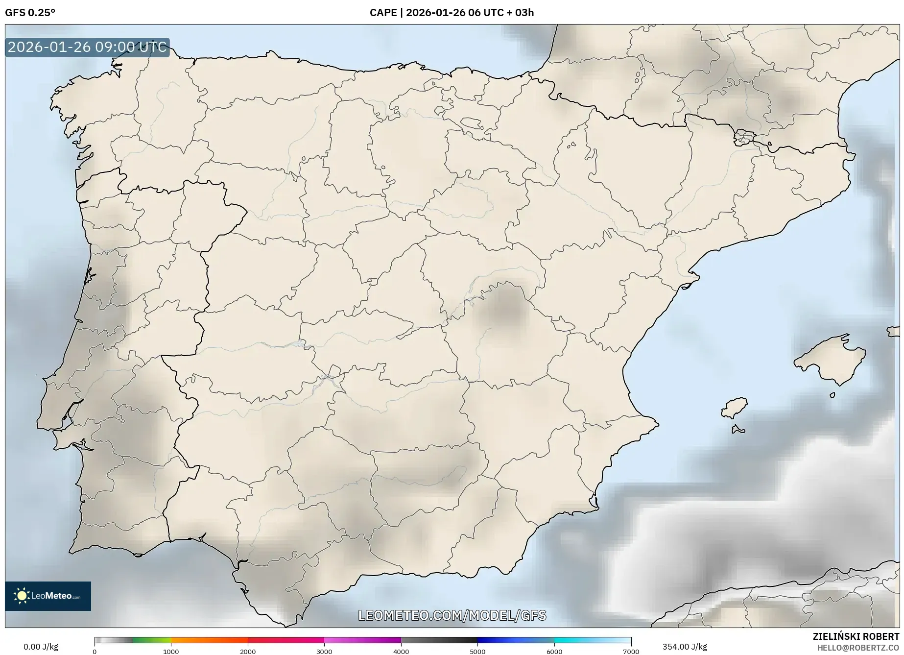 GFS model - İspanya, CAPE