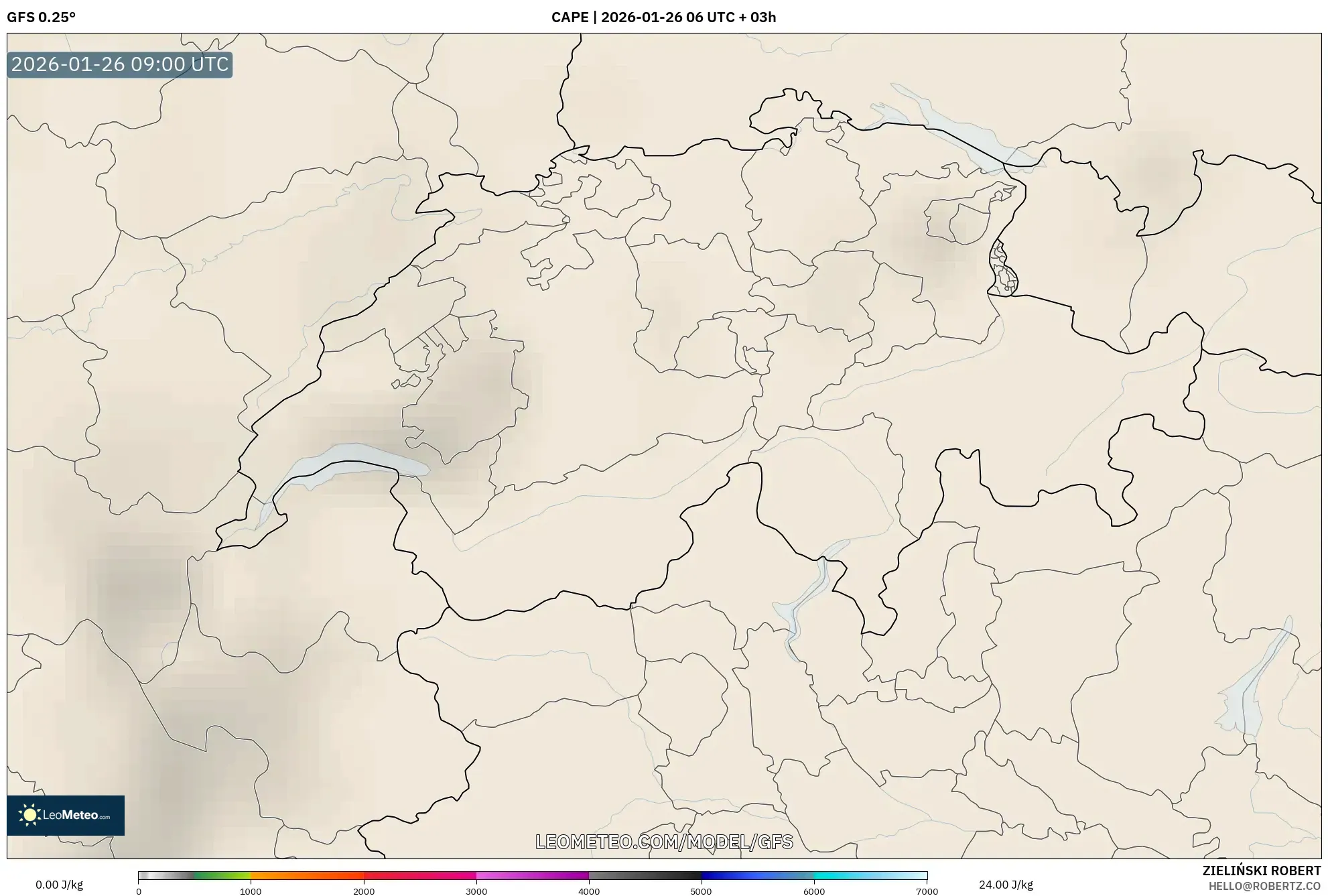 GFS model - İsviçre, CAPE