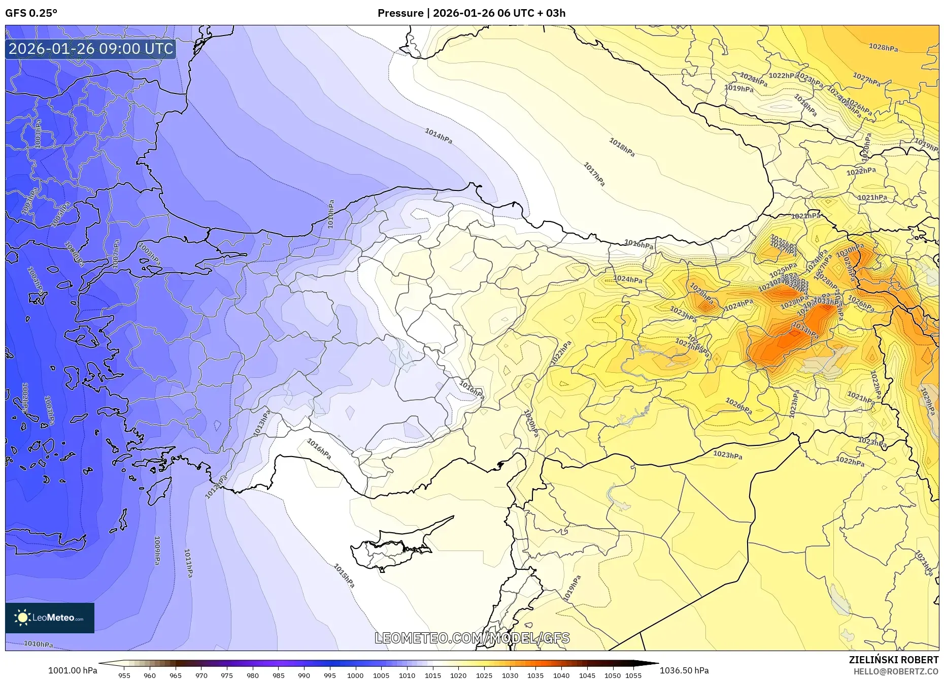 GFS model - Türkiye, Basınç