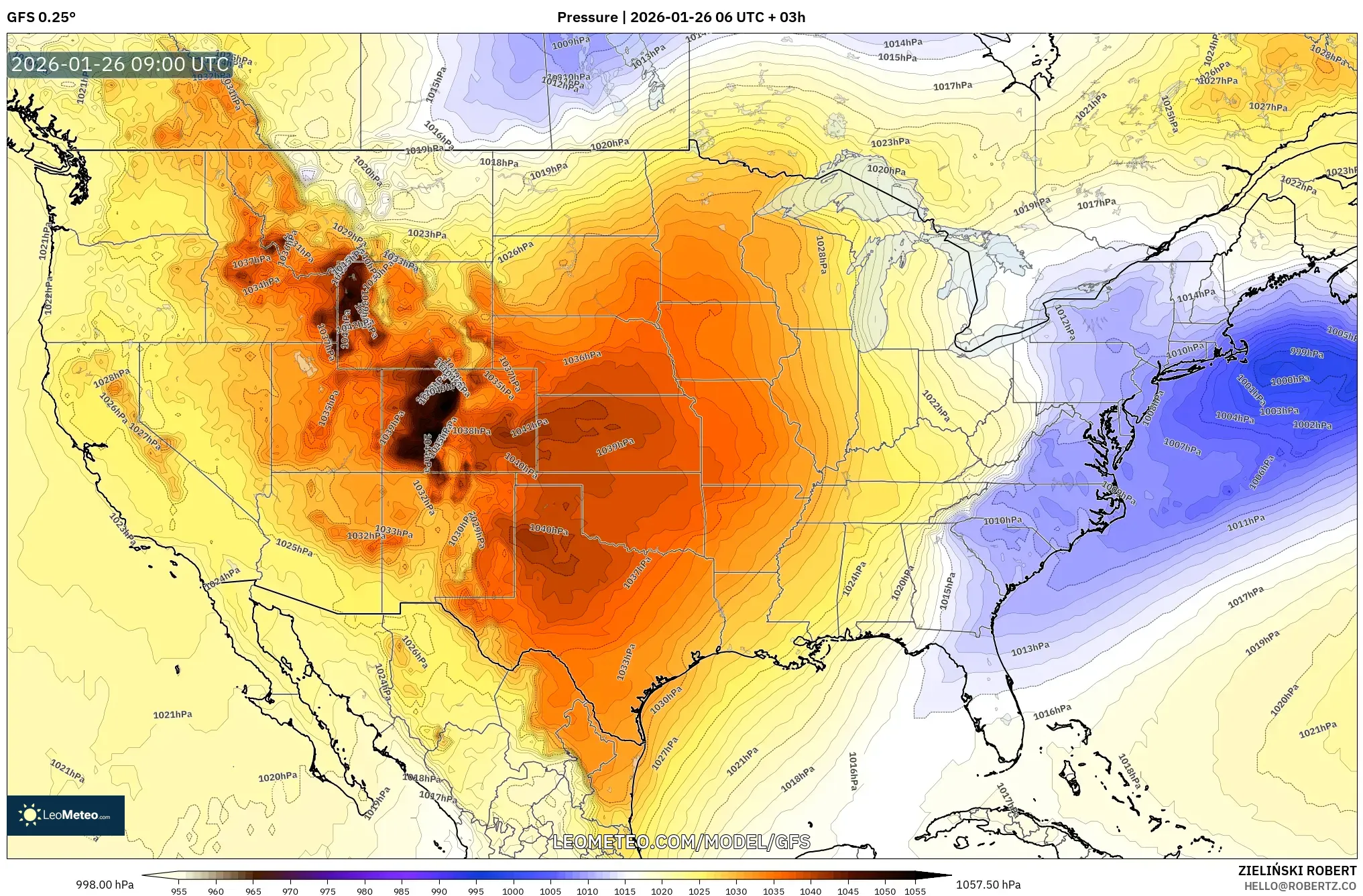 GFS model - Amerika Birleşik Devletleri, Basınç