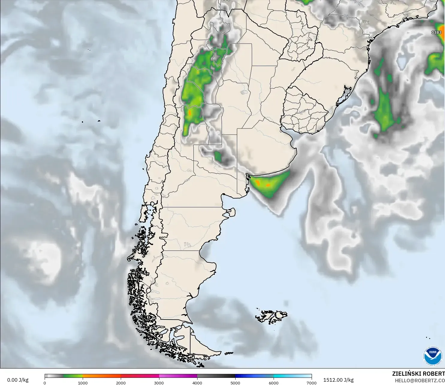 GFS model - Arjantin, CAPE