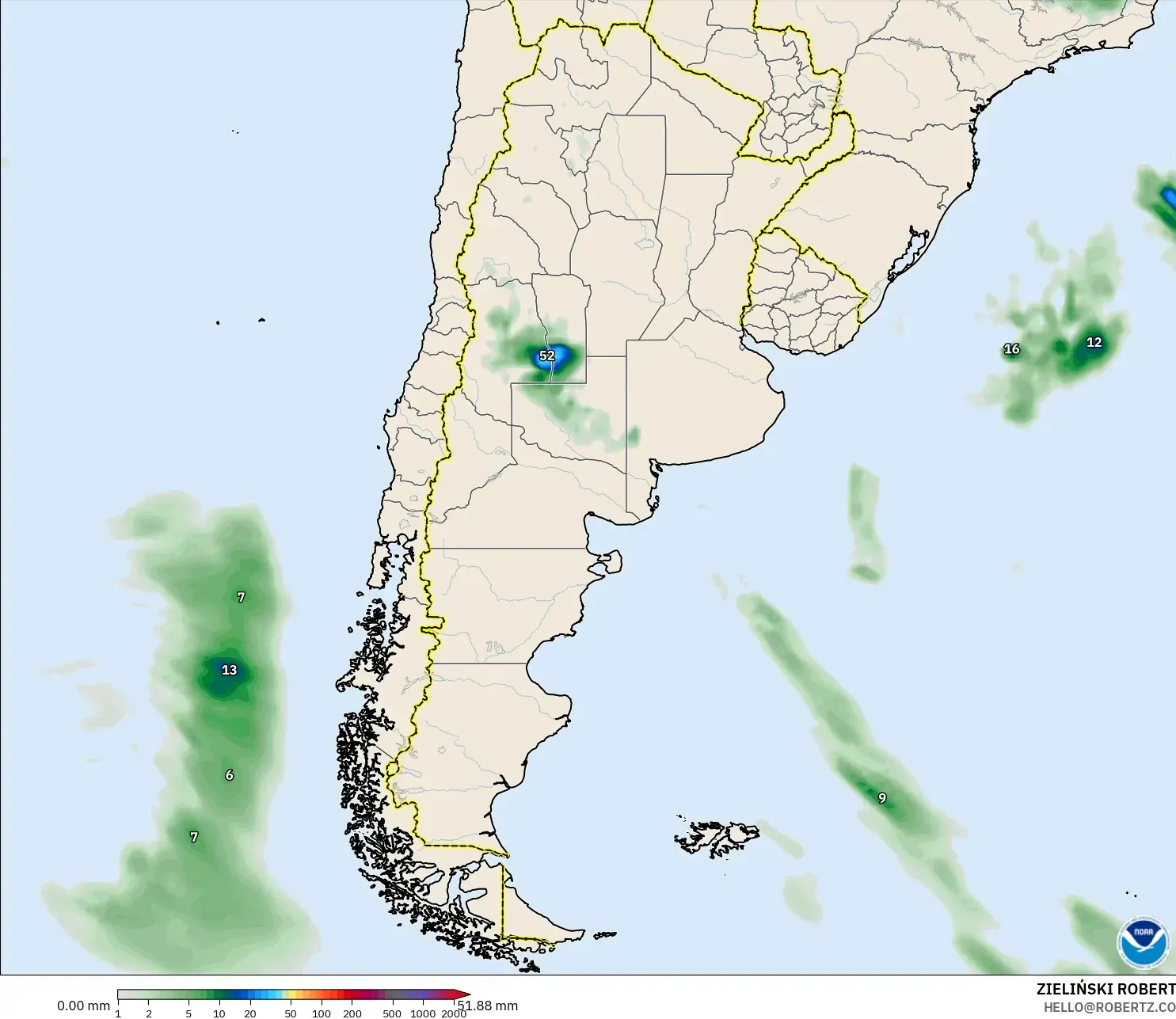 GFS model - Arjantin, Yağış Birikimi