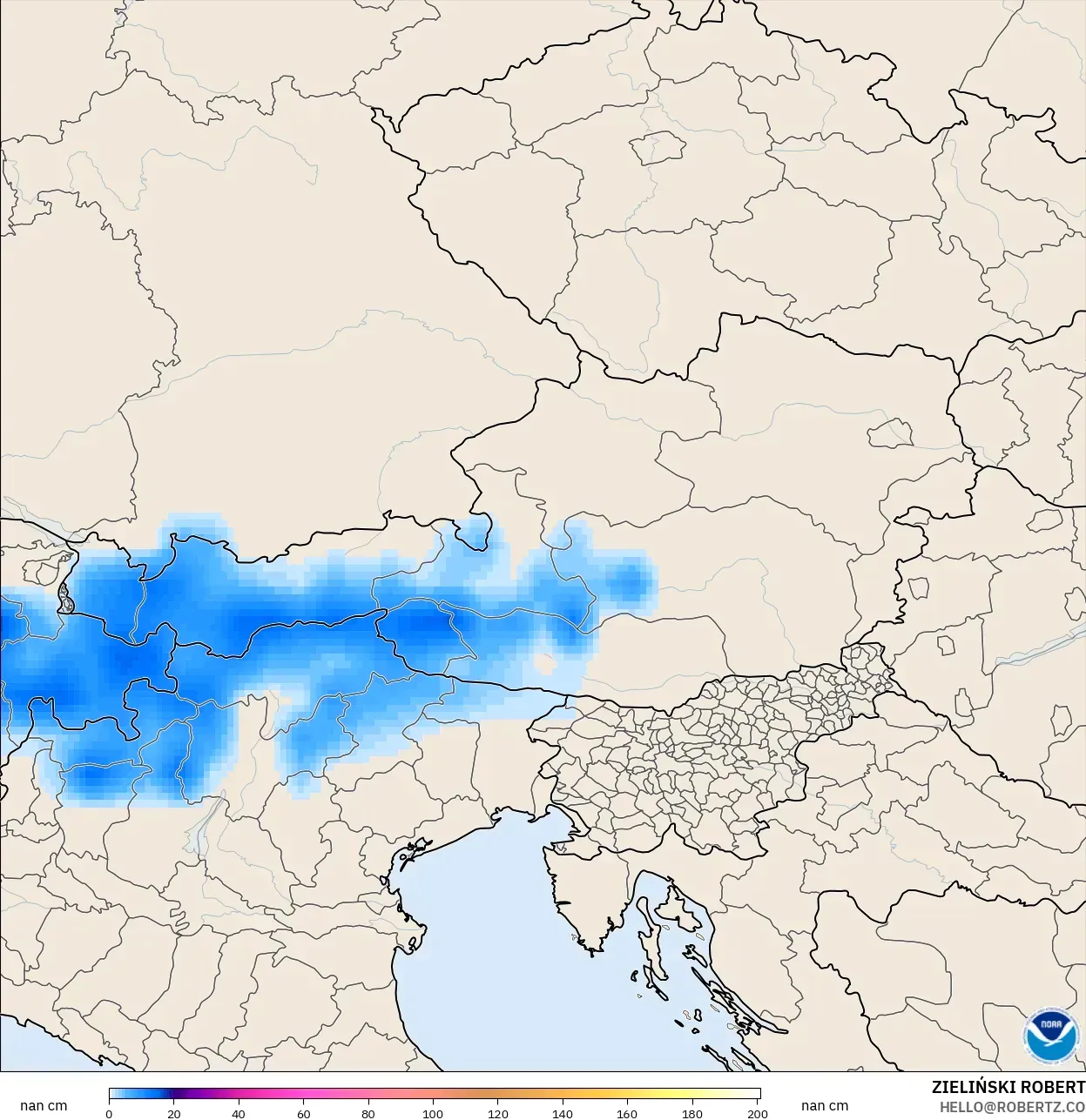 GFS model - Avusturya, Kar Kalınlığı