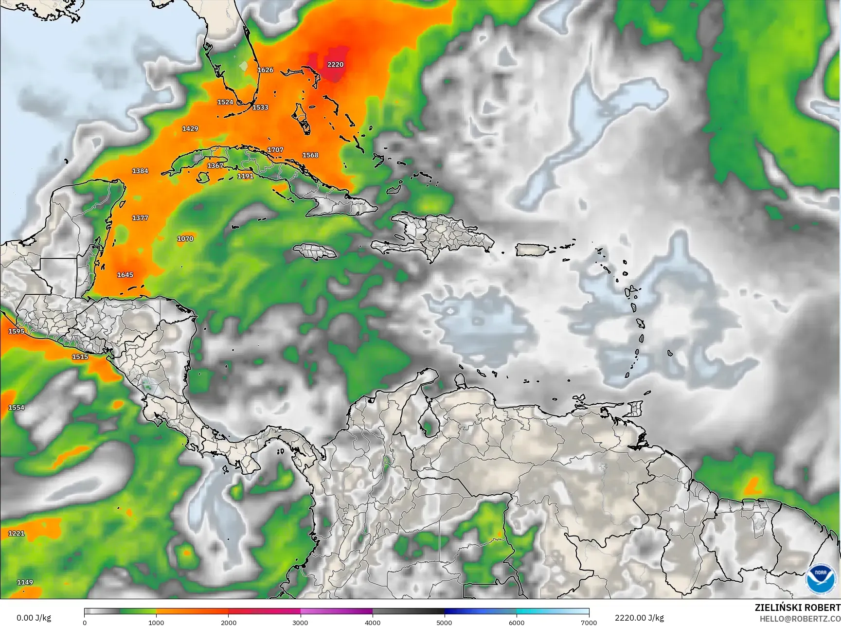 GFS model - Karayipler, CAPE
