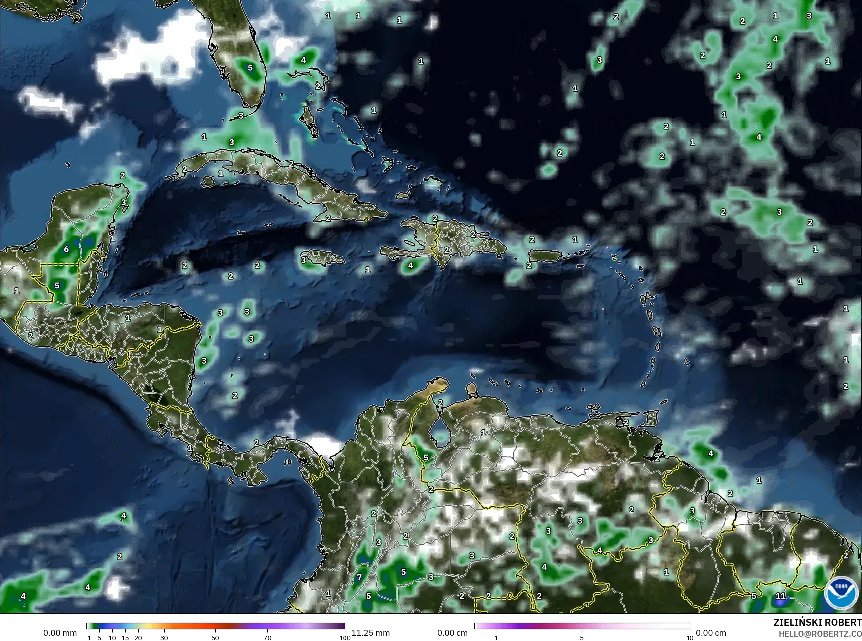 GFS model - Karayipler, Yağış, Bulut ve Basınç