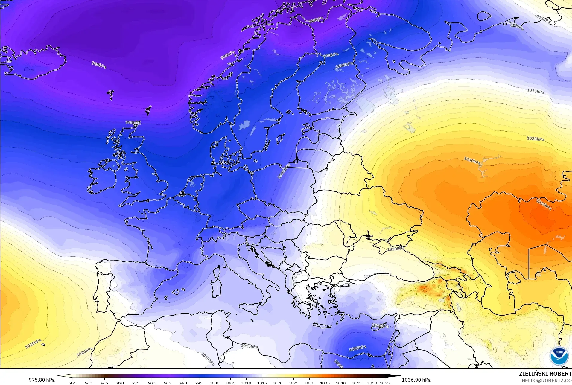 GFS model - Avrupa, Basınç