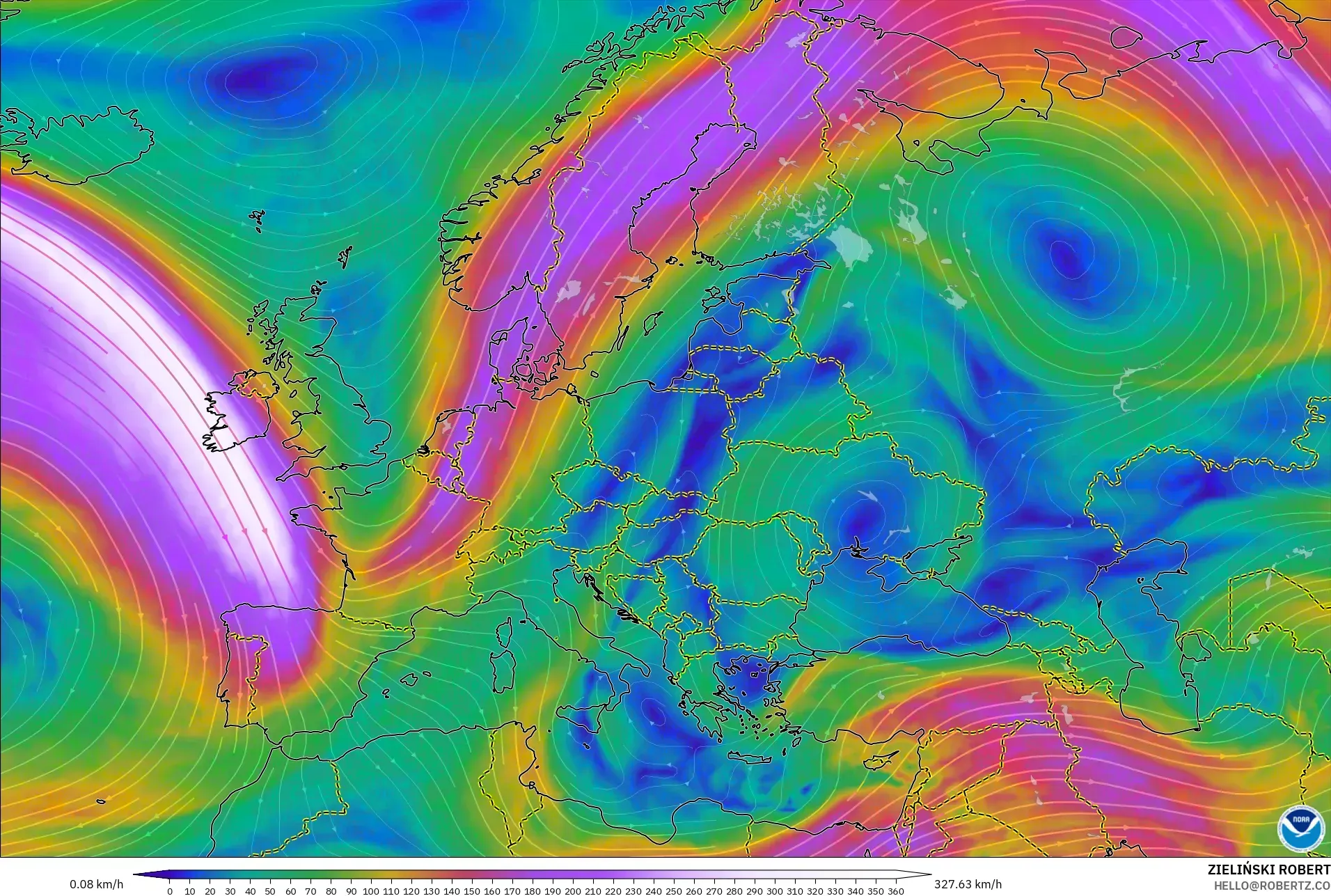 GFS model - Avrupa, 300 hPa Rüzgârı (jet)