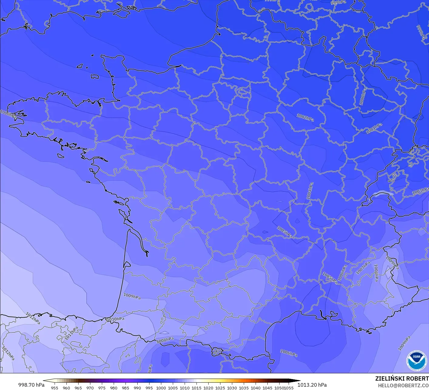 GFS model - Fransa, Basınç