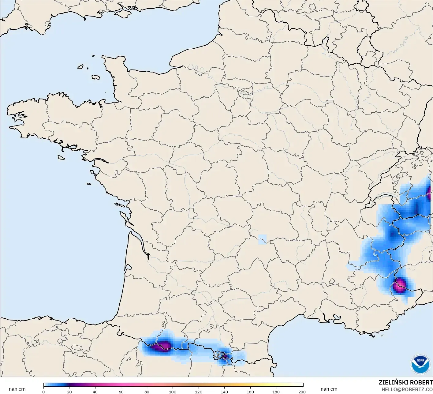GFS model - Fransa, Kar Kalınlığı