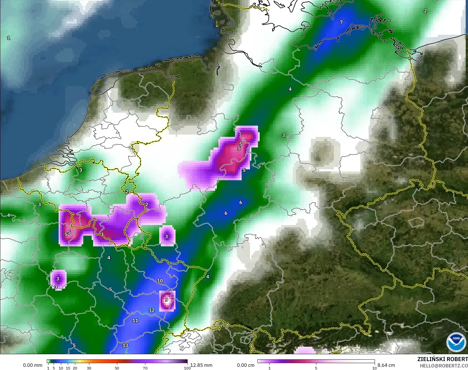 GFS model - Almanya, Yağış, Bulut ve Basınç