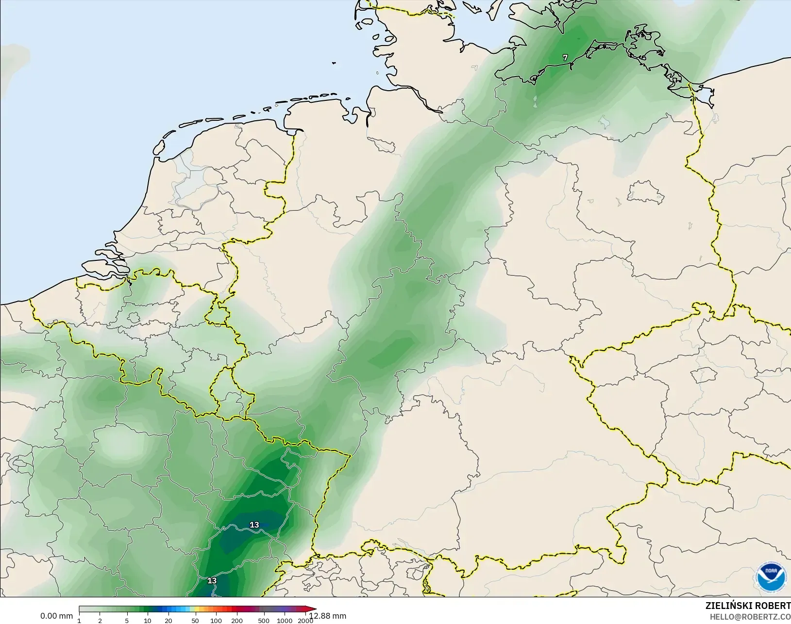 GFS model - Almanya, Yağış Birikimi