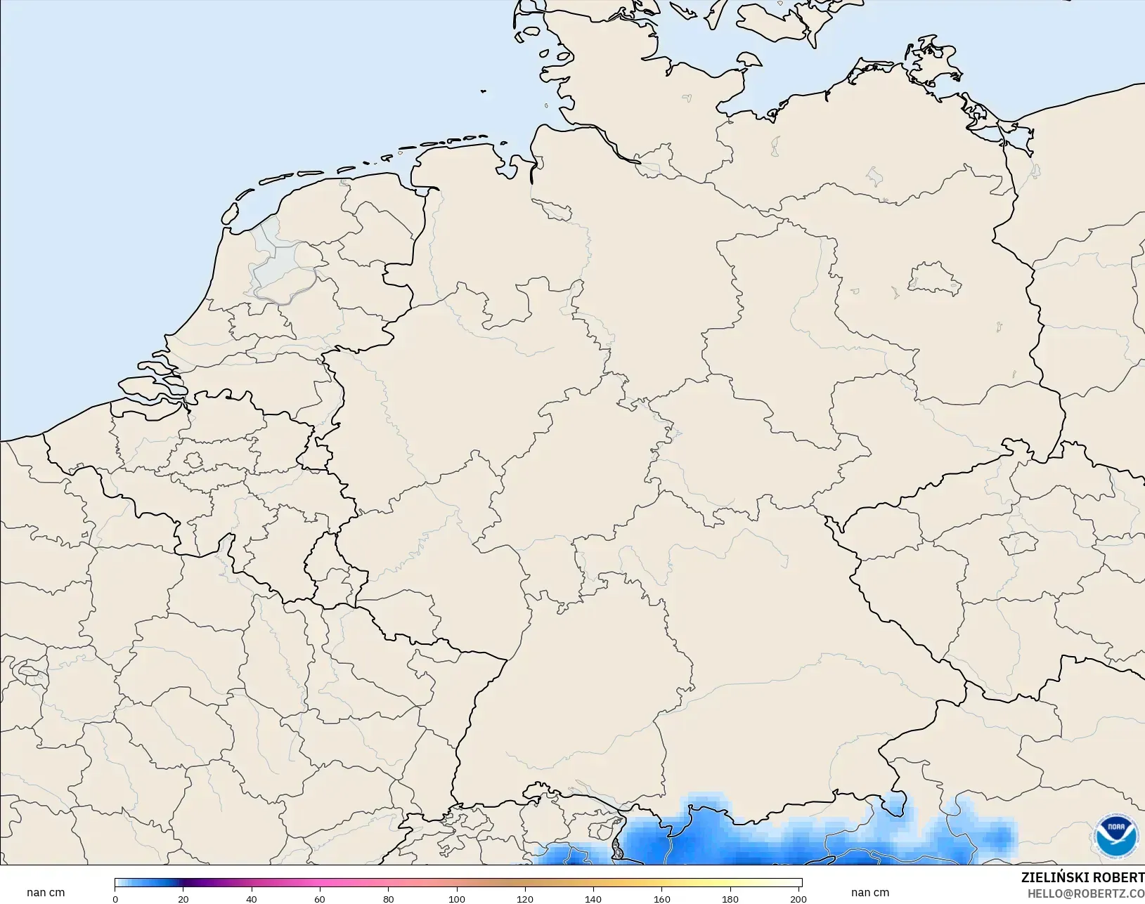 GFS model - Almanya, Kar Kalınlığı