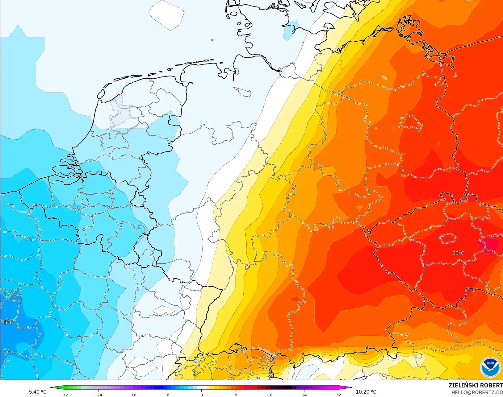 GFS model - Almanya, 850 hPa Sıcaklık Anomalisi