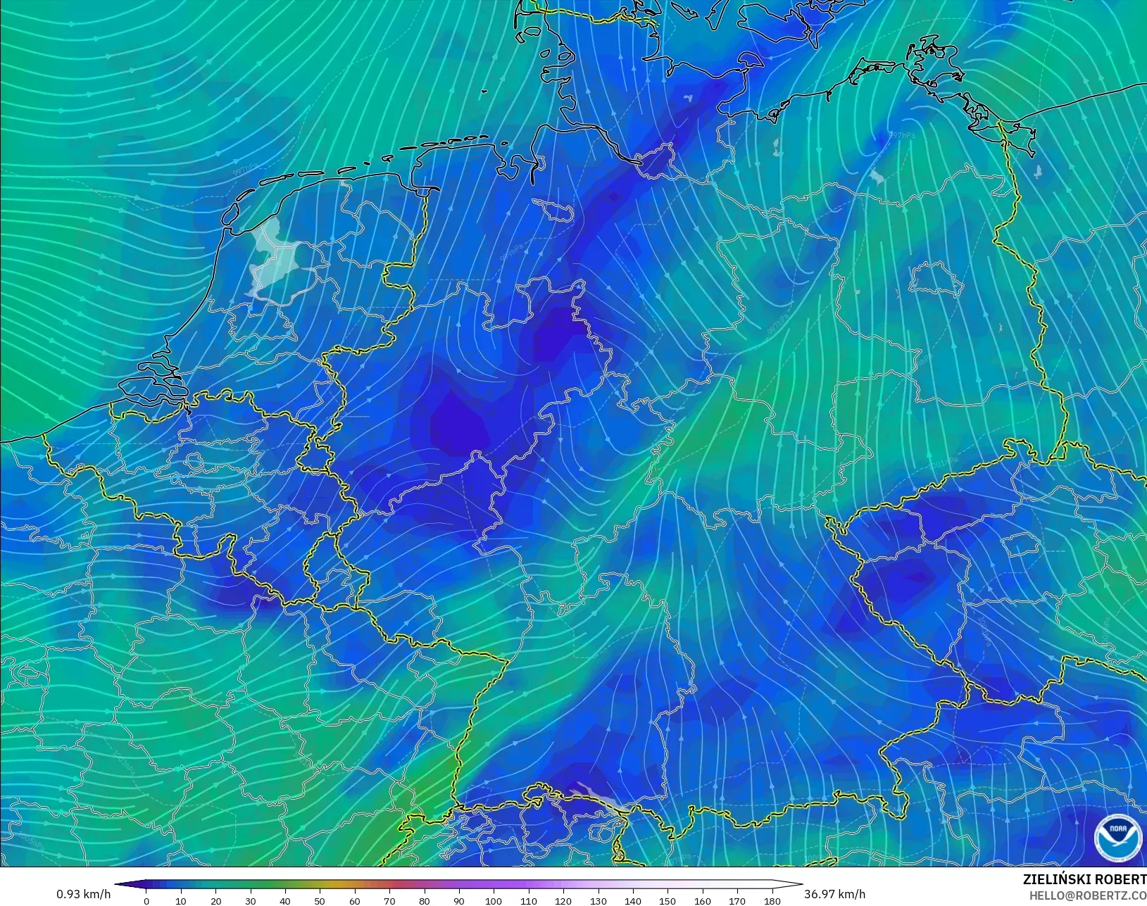 GFS model - Almanya, 10 m Rüzgâr