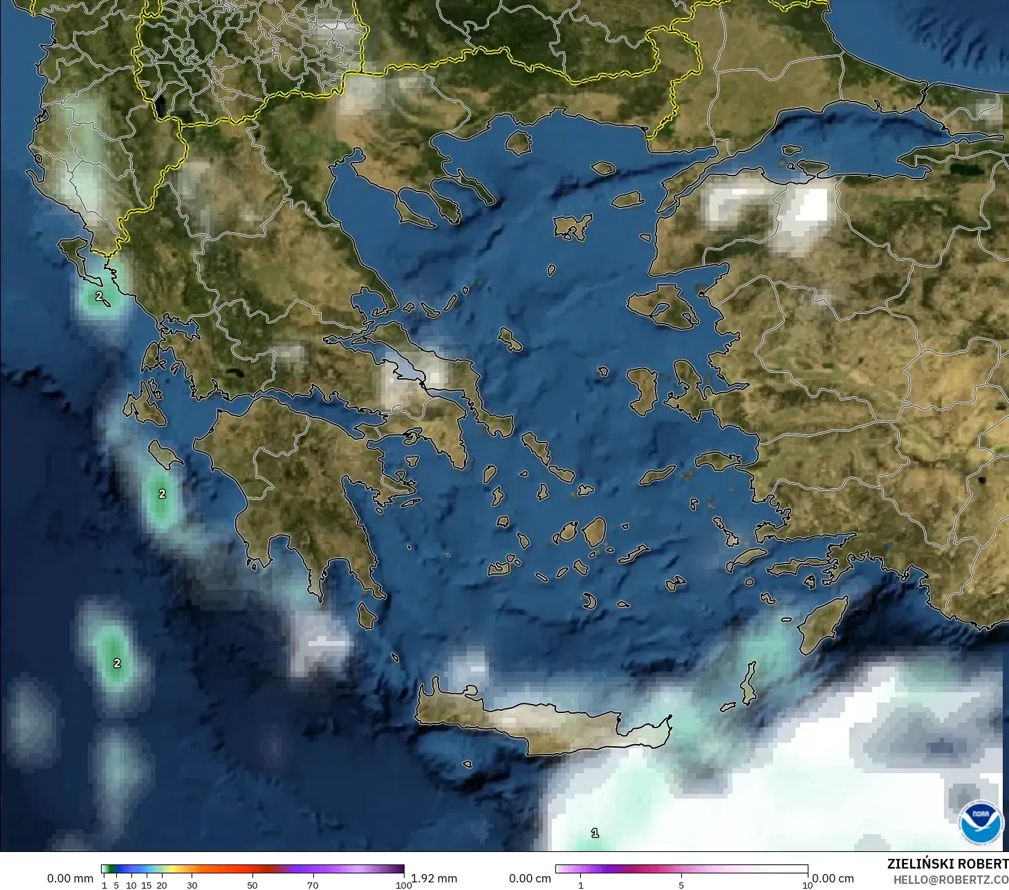 GFS model - Yunanistan, Yağış, Bulut ve Basınç