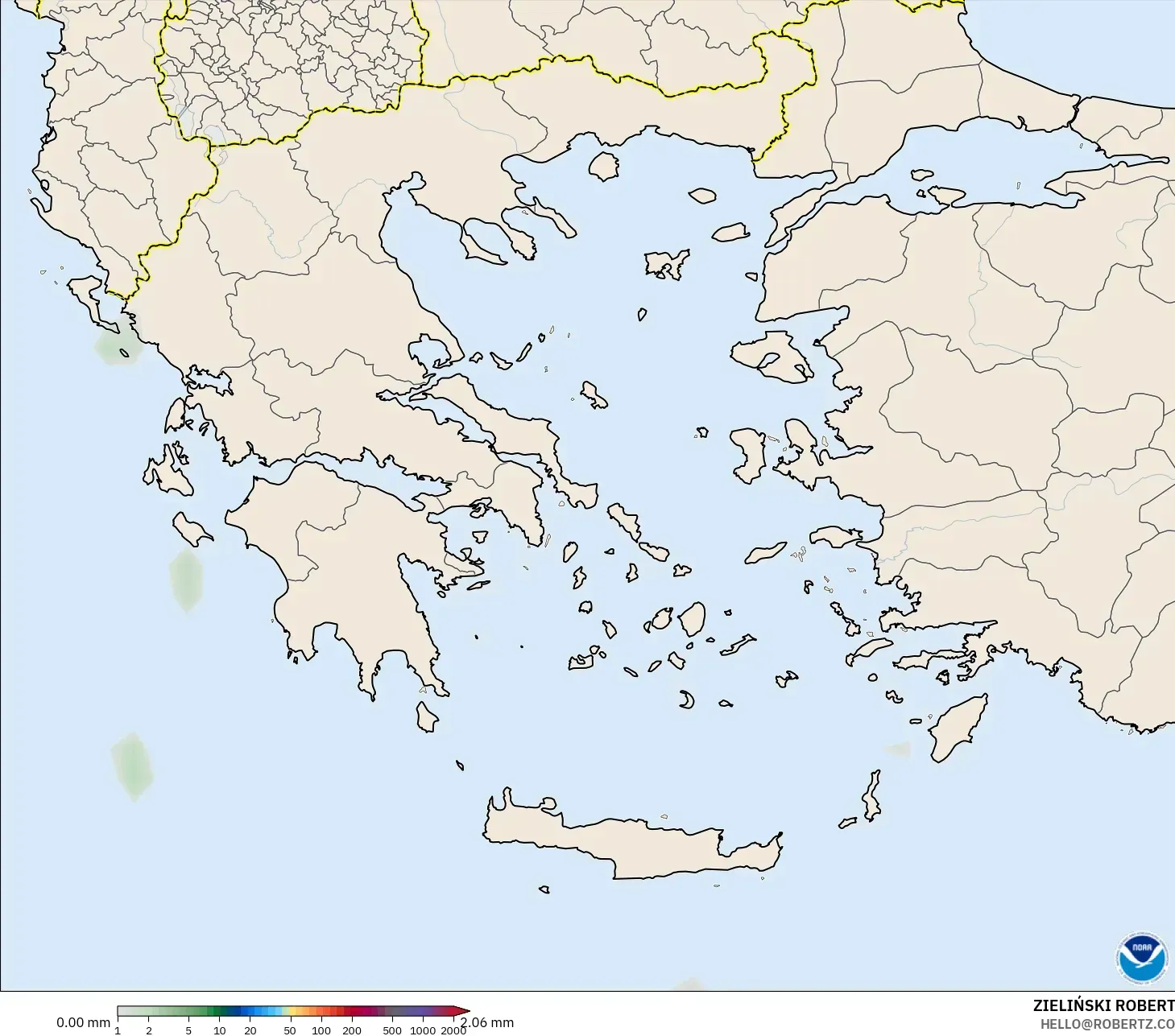 GFS model - Yunanistan, Yağış Birikimi