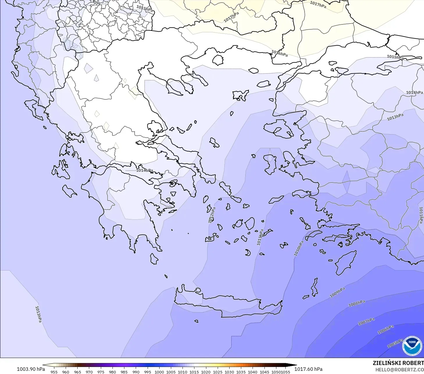 GFS model - Yunanistan, Basınç
