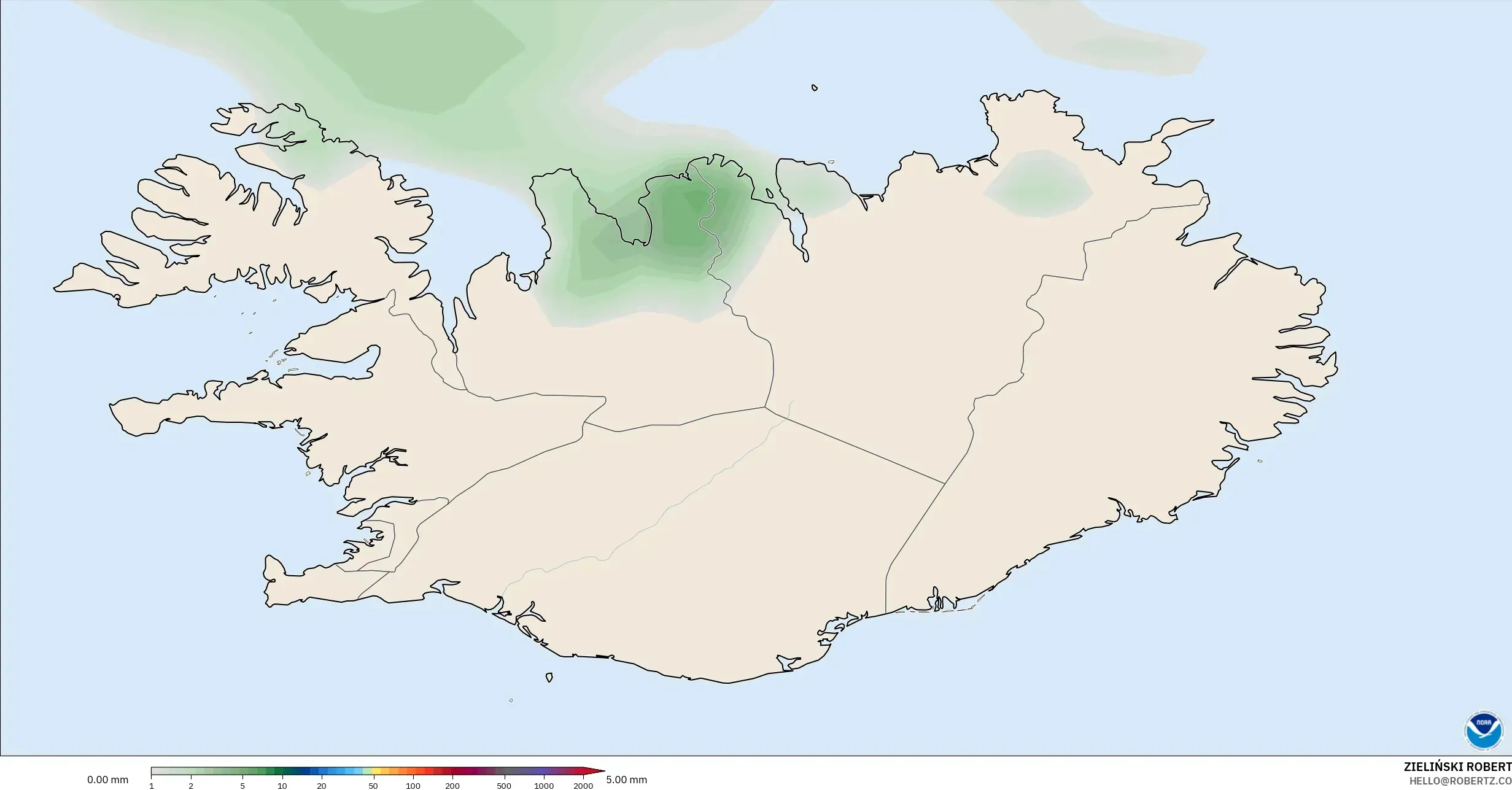 GFS model - İzlanda, Yağış Birikimi