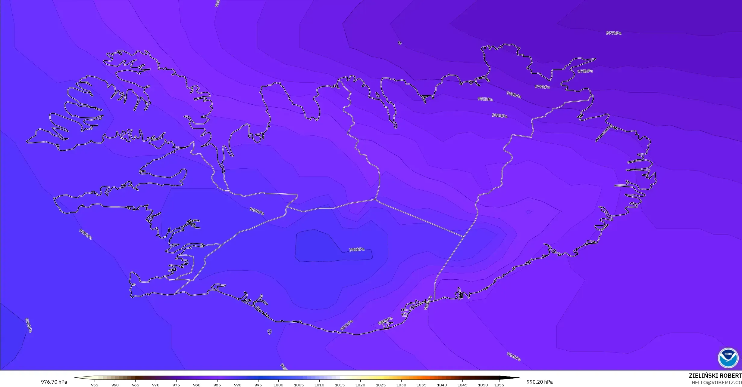 GFS model - İzlanda, Basınç