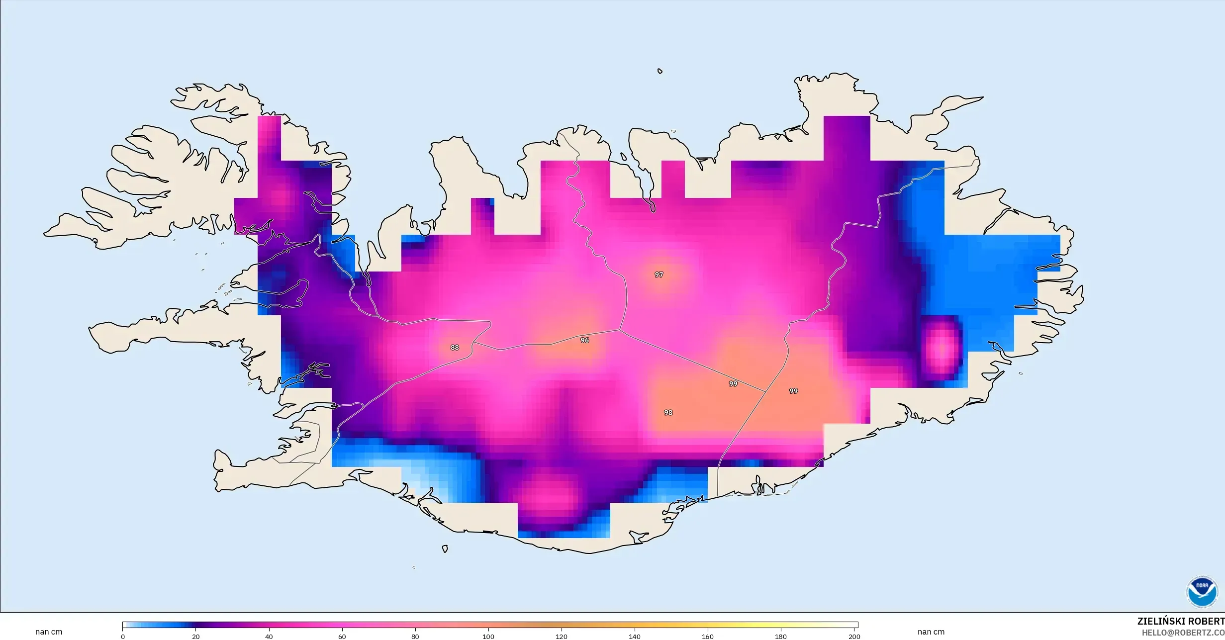 GFS model - İzlanda, Kar Kalınlığı
