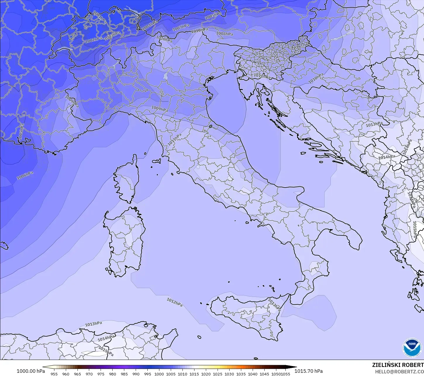 GFS model - İtalya, Basınç
