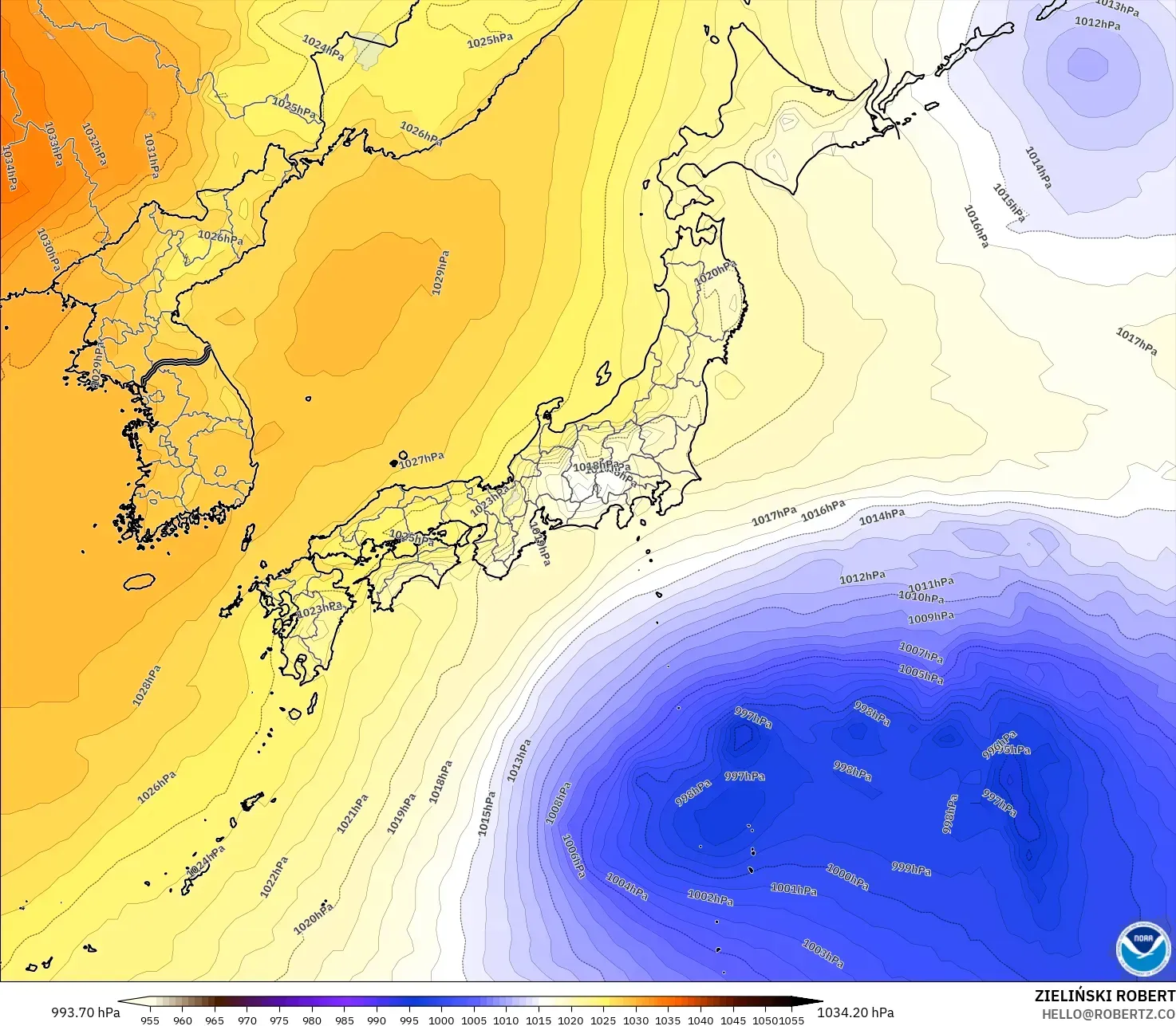 GFS model - Japonya, Basınç