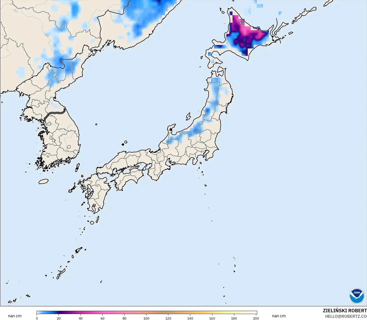 GFS model - Japonya, Kar Kalınlığı