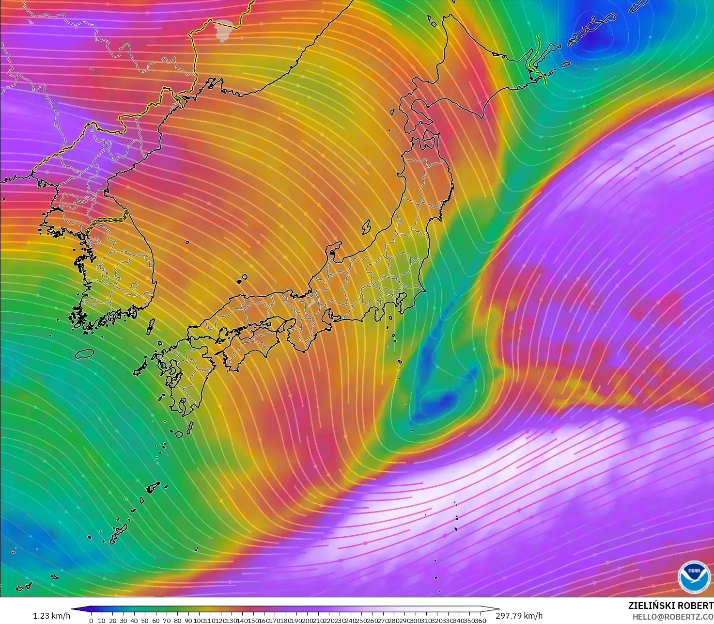 GFS model - Japonya, 300 hPa Rüzgârı (jet)